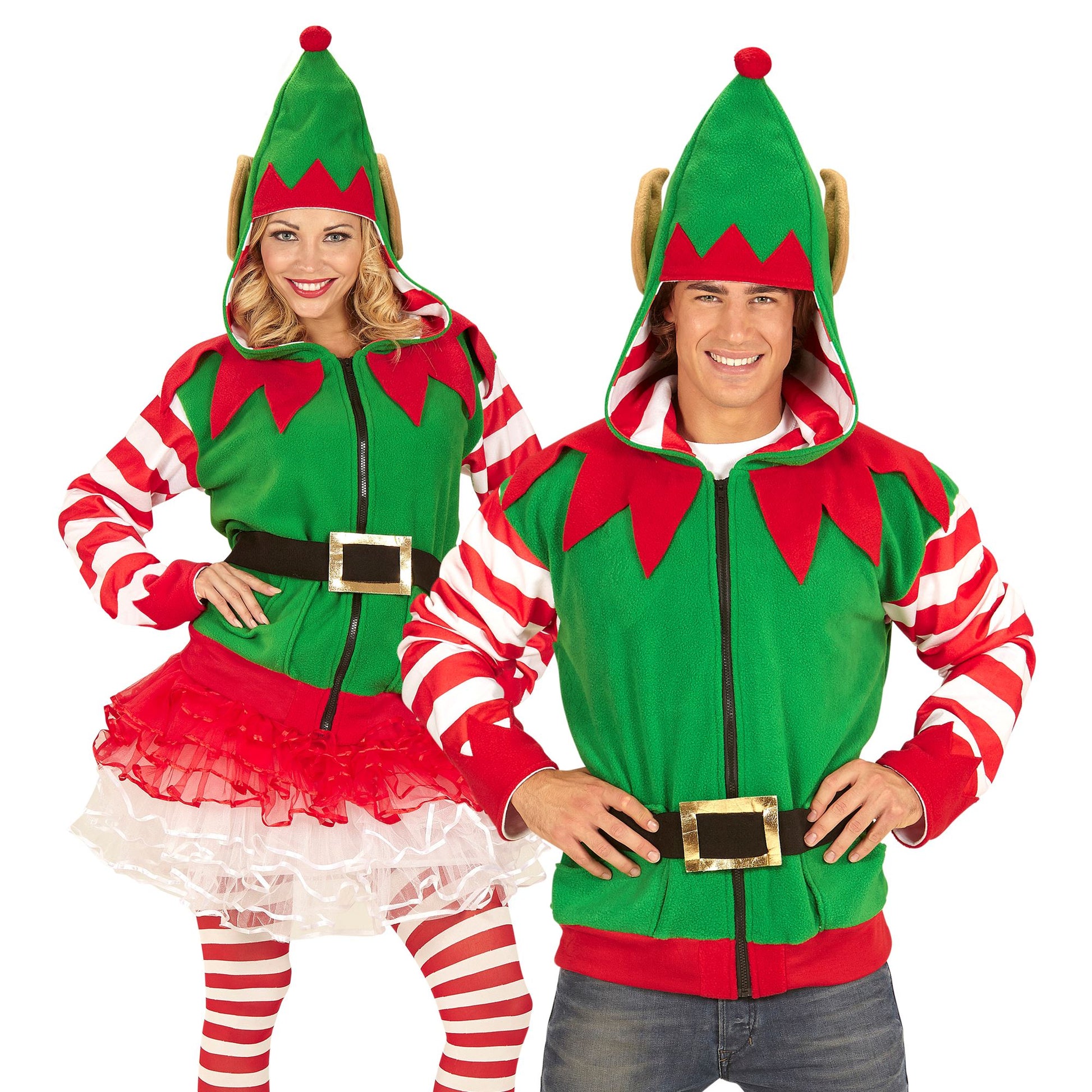 "SANTA'S KLEINE HELFER" (Strickjacke mit Kapuze) – Vorderansicht
