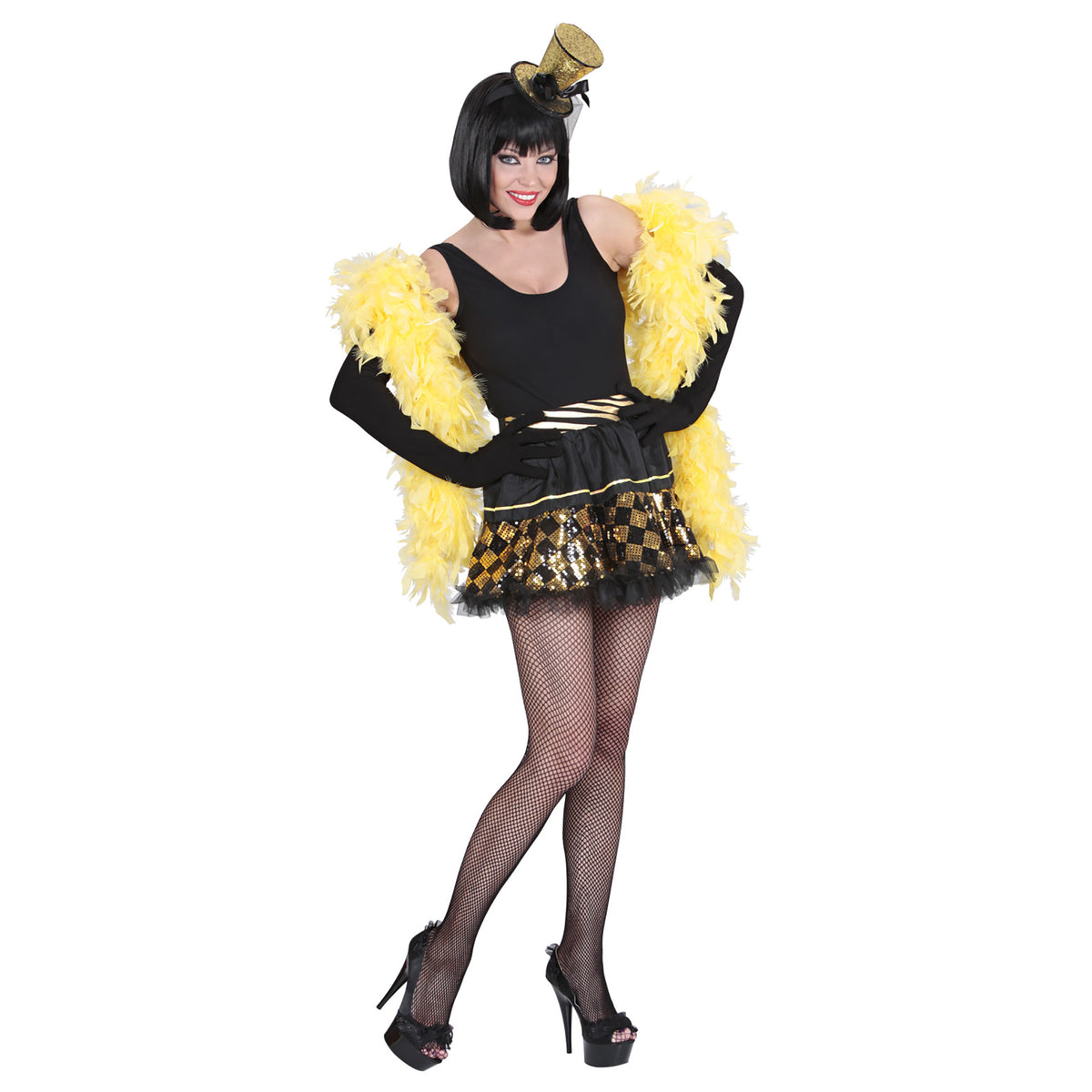 "SCHACHBRETT PAILLETTENROCK SCHWARZ - GOLD" – Detailansicht