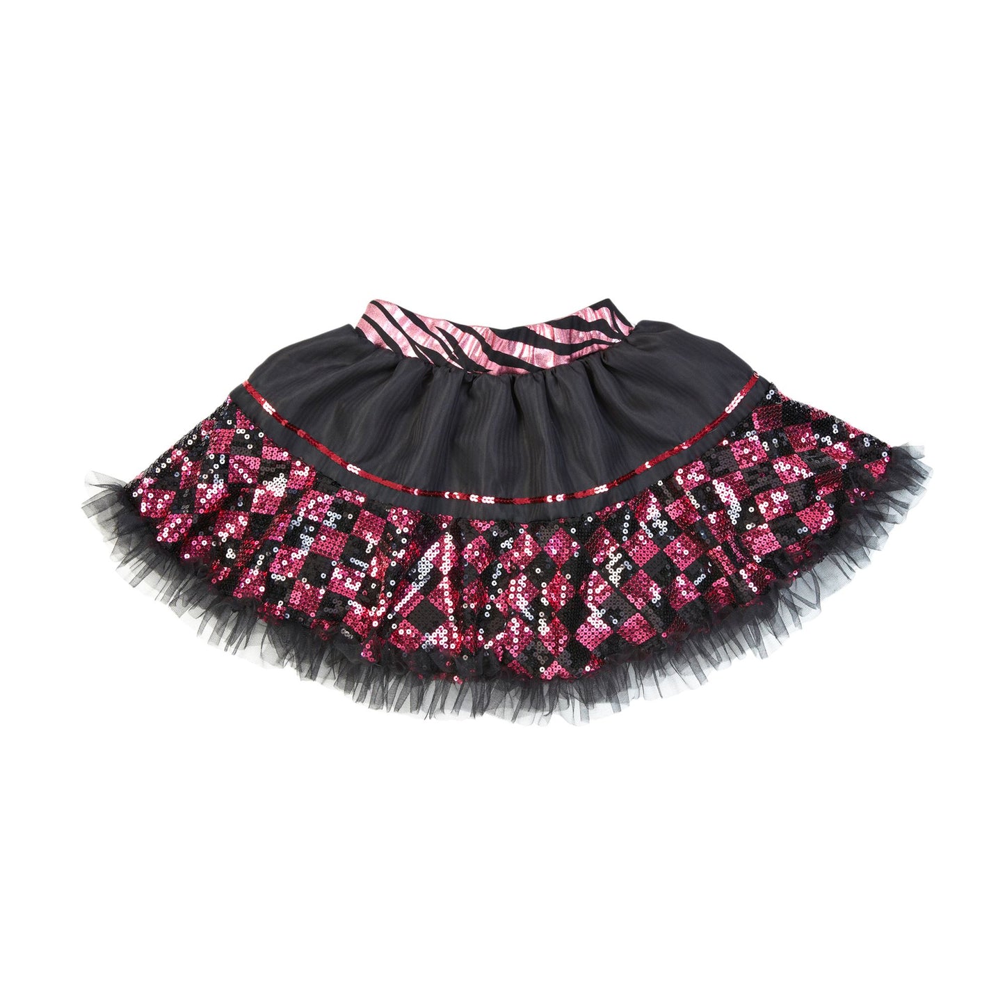 "SCHACHBRETT PAILLETTENROCK SCHWARZ - ROSA" – Ansicht 3