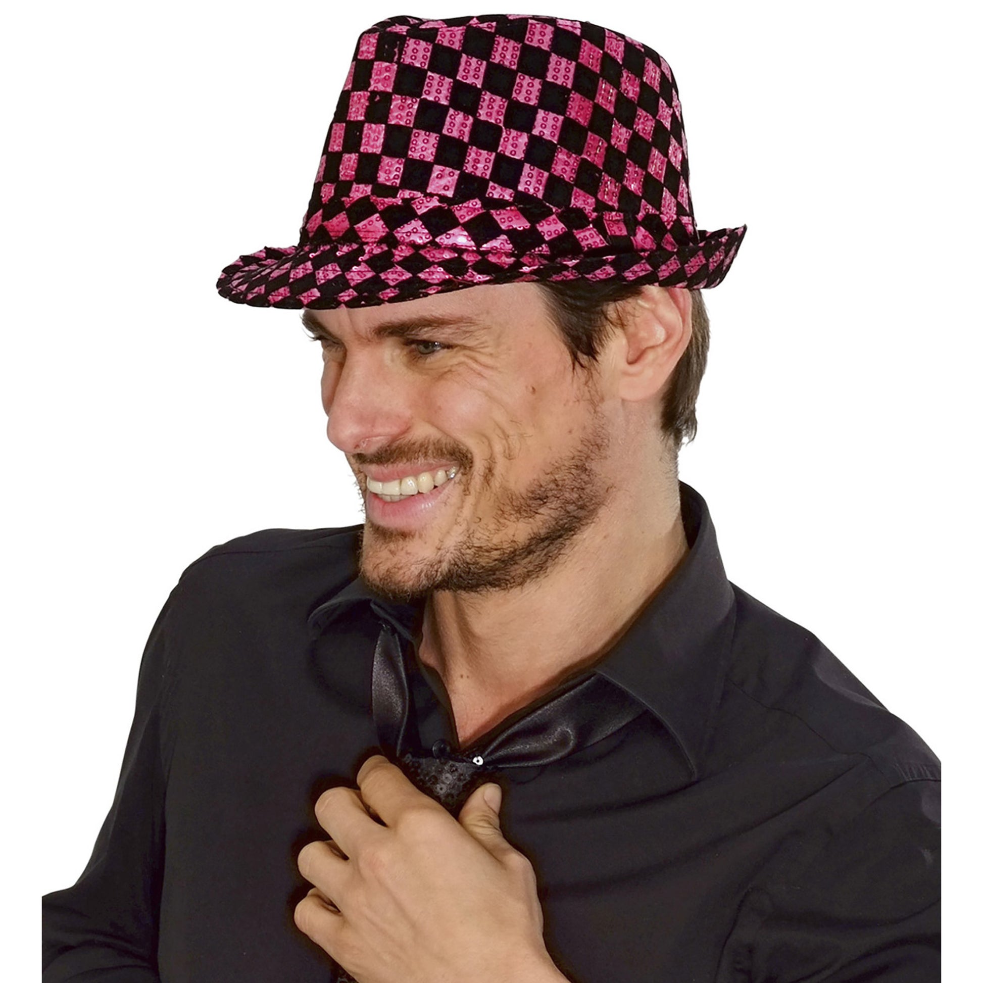 "SCHACHBRETTMUSTER PAILLETTEN FEDORA" in 2 Farben sortiert – Ansicht 3