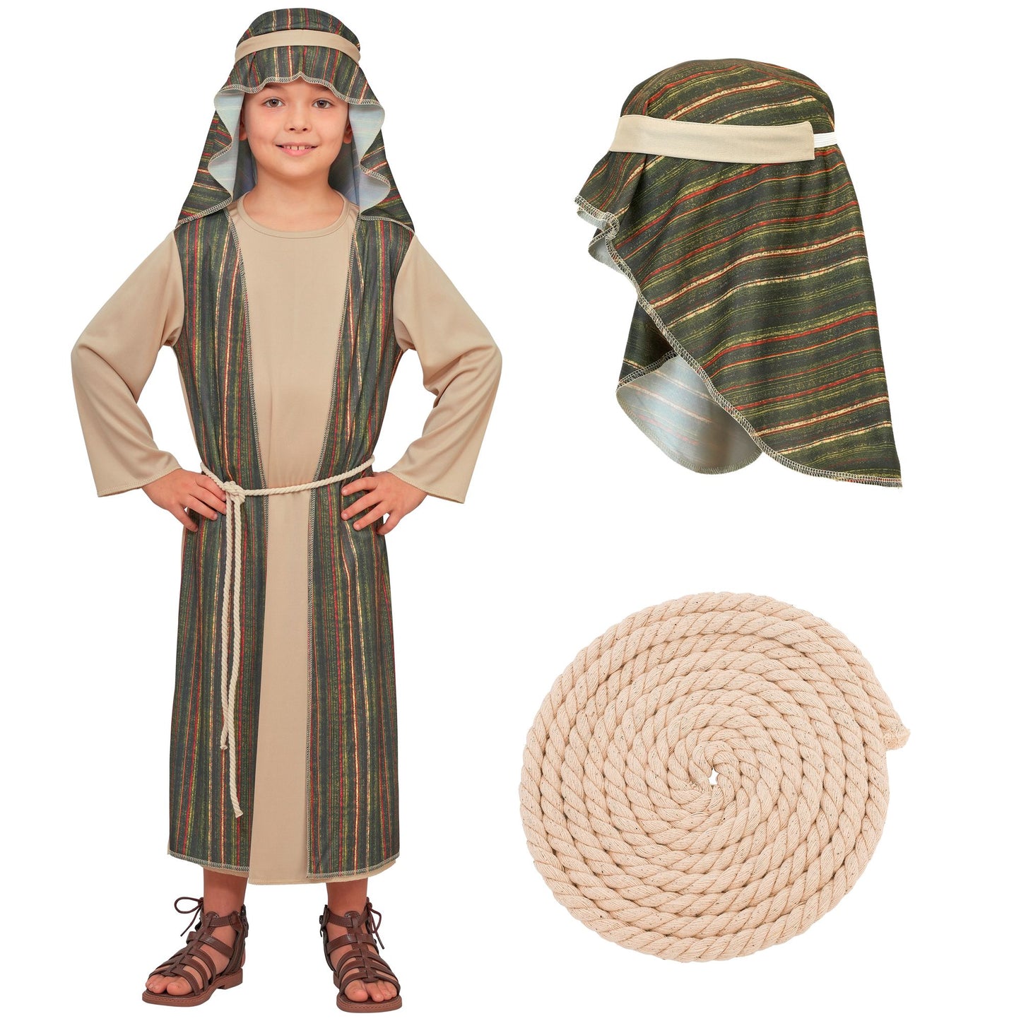 "SCHÄFER" (Robe, Gürtel, Kopfbedeckung) – Detailansicht