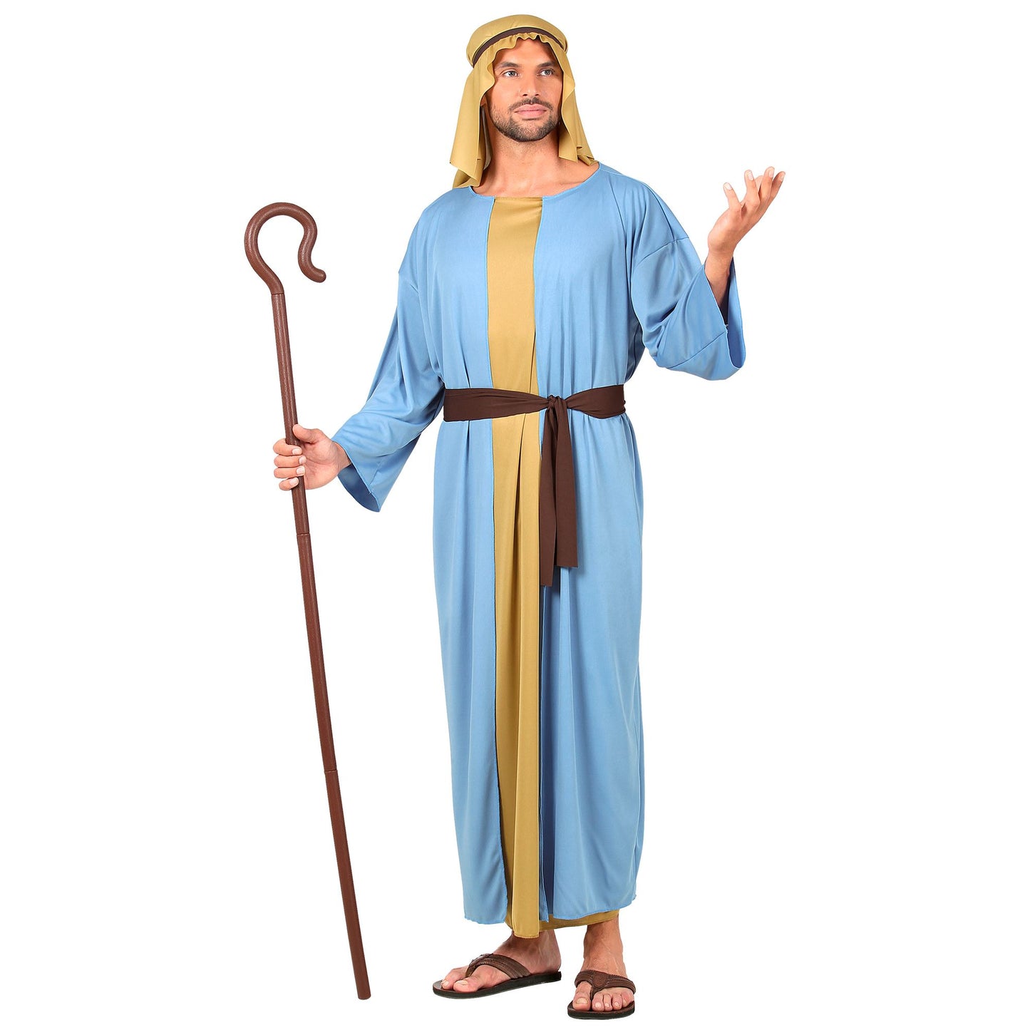 "SCHÄFER" (Robe mit langer Weste, Gürtel, Kopfbedeckung) – Vorderansicht