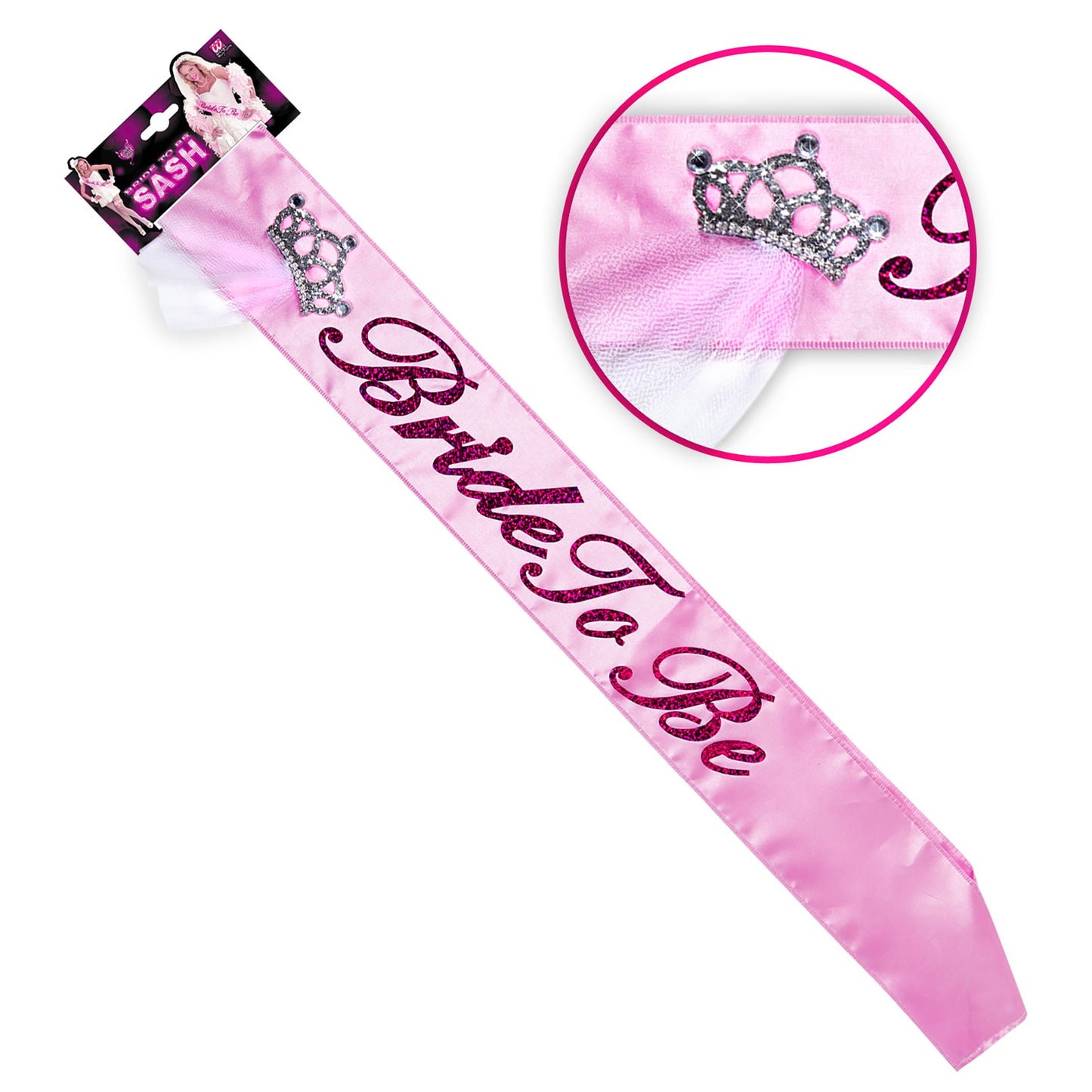 "SCHÄRPE ZWEILAGIG AUS SATIN MIT BRAUTSCHLEIERTIARA" – Vorderansicht