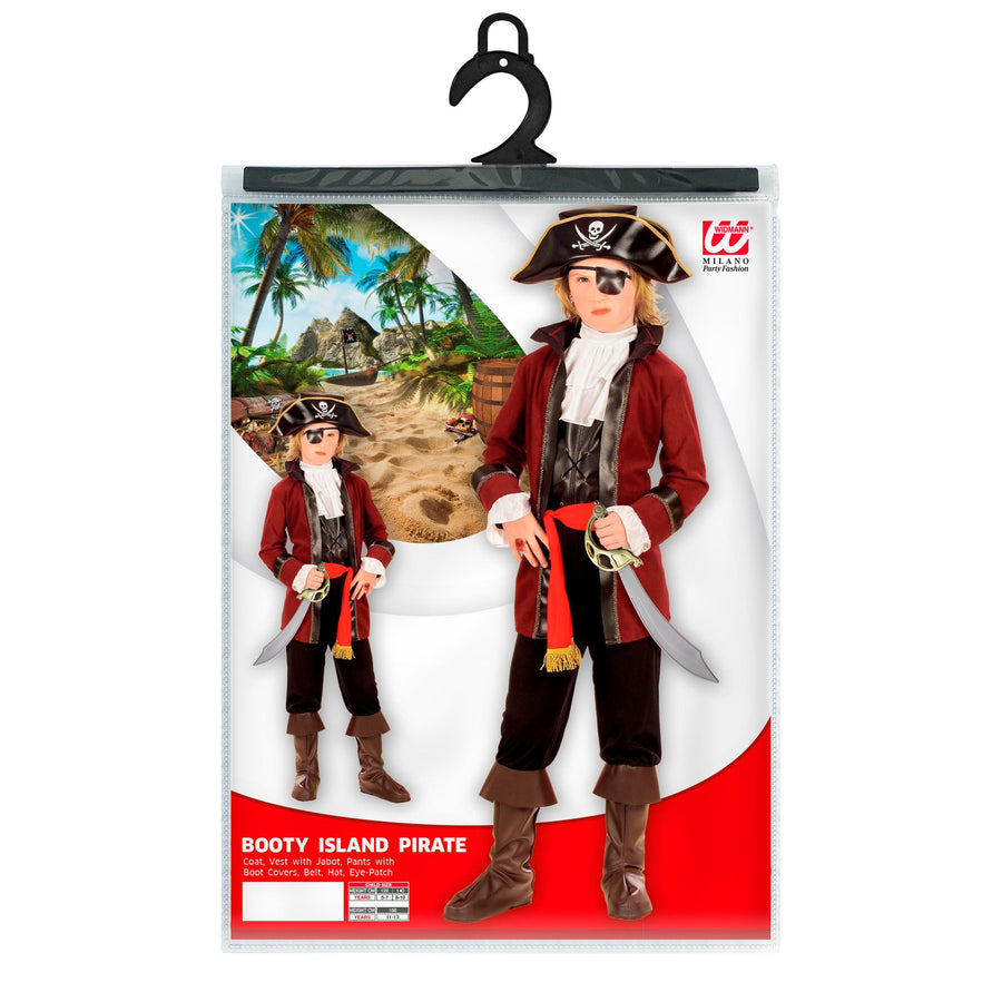"SCHATZINSELPIRAT" (Coat mit Jabot, Hose mit Überstiefel, Gürtel, Hut, Augenklappe) – Detailansicht