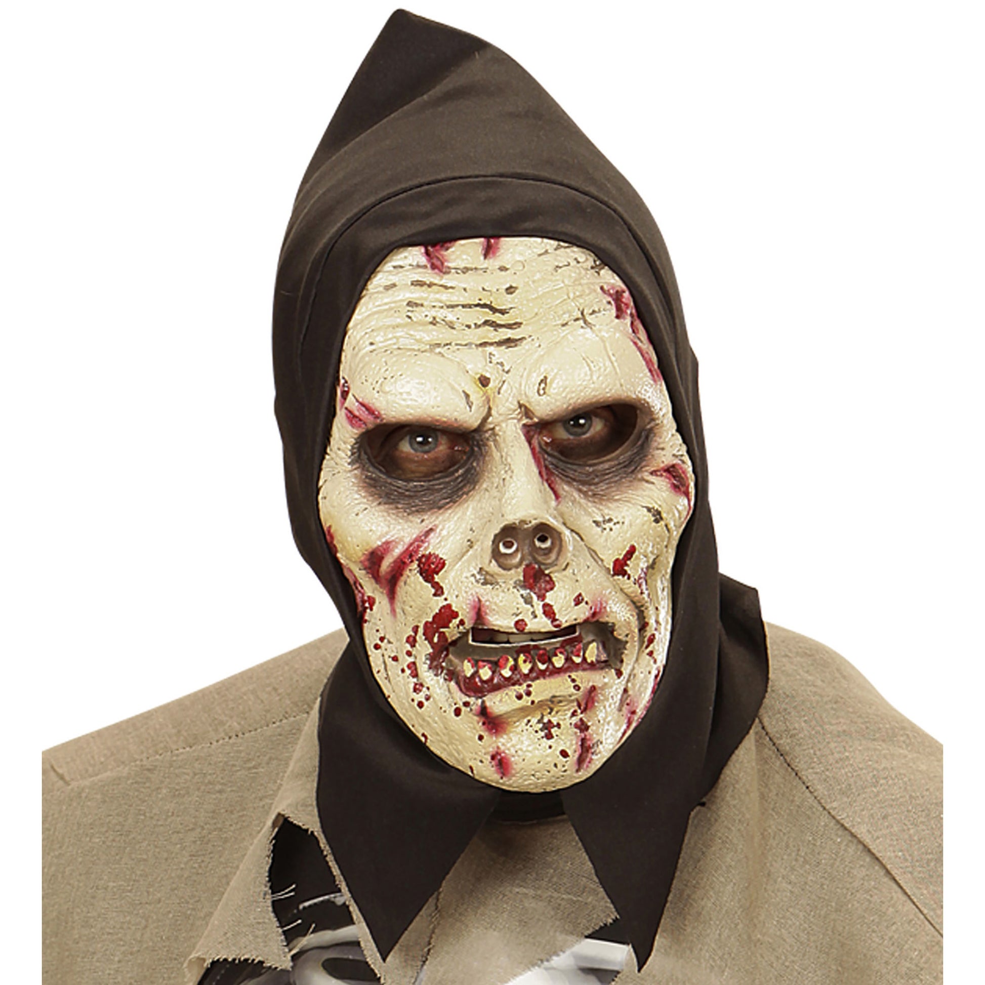 "SCHAUMLATEXMASKE DARKNESS ZOMBIE MIT KAPUZE" – Vorderansicht