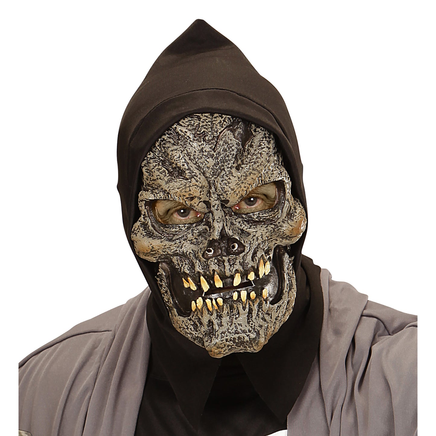 "SCHAUMLATEXMASKE GRIM REAPER MIT KAPUZE FÜR KINDER" – Vorderansicht