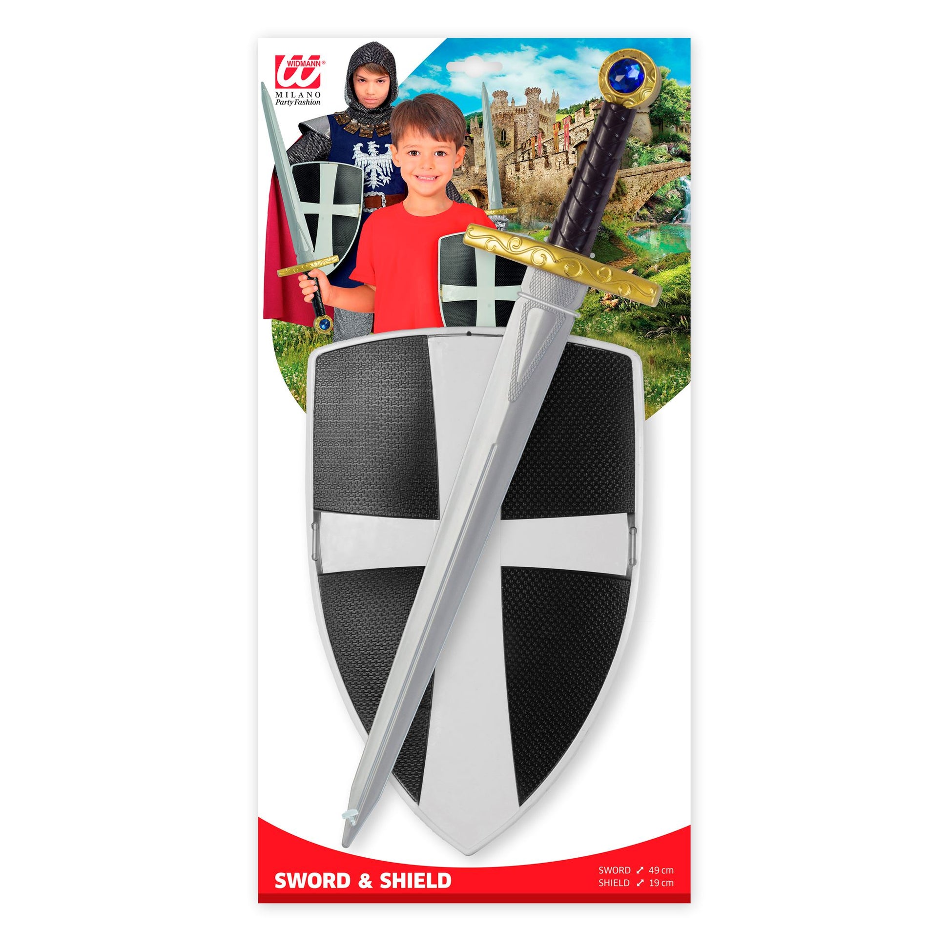 "SCHILD UND SCHWERT SCHWARZER KREUZRITTER" Schwert 49 cm, Schild 19 cm – Ansicht 3