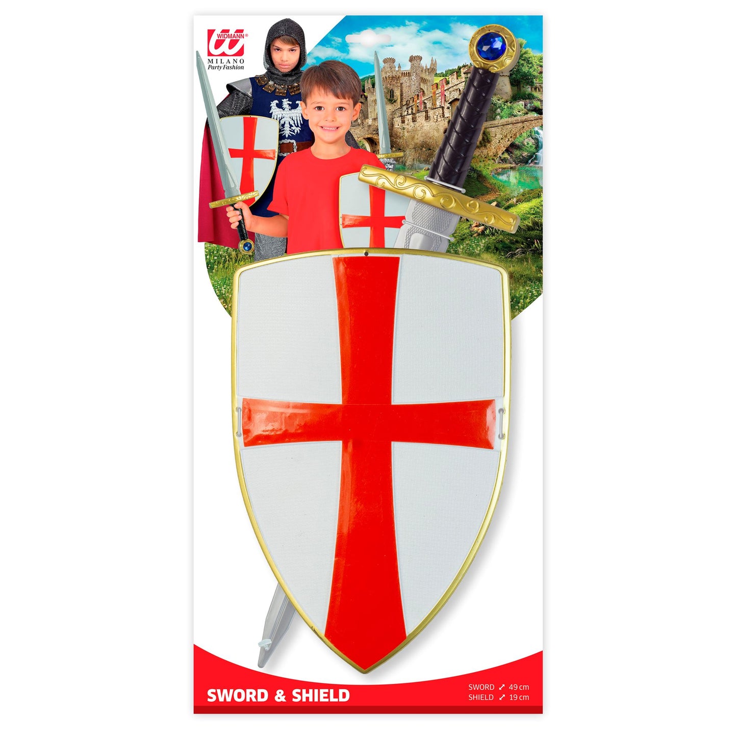 "SCHILD UND SCHWERT WEISSER KREUZRITTER" Schwert 49 cm, Schild 19 cm – Ansicht 3