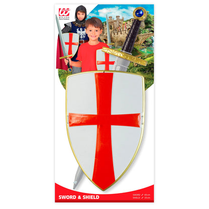 "SCHILD UND SCHWERT WEISSER KREUZRITTER" Schwert 49 cm, Schild 19 cm – Ansicht 3