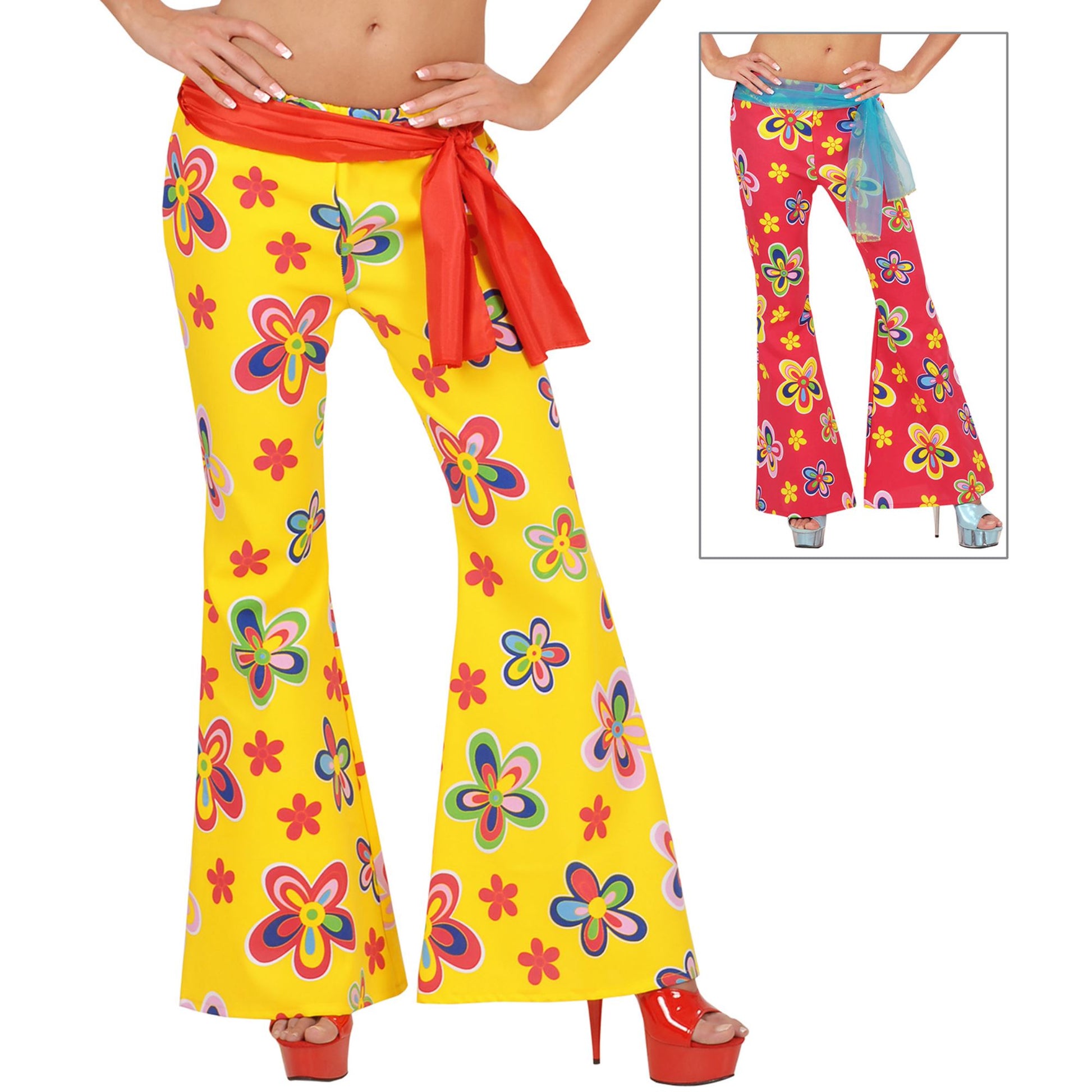 "SCHLAGHOSE MIT BLUMENMUSTER" in dickem Stoff- sort. in 2 Farben – Vorderansicht