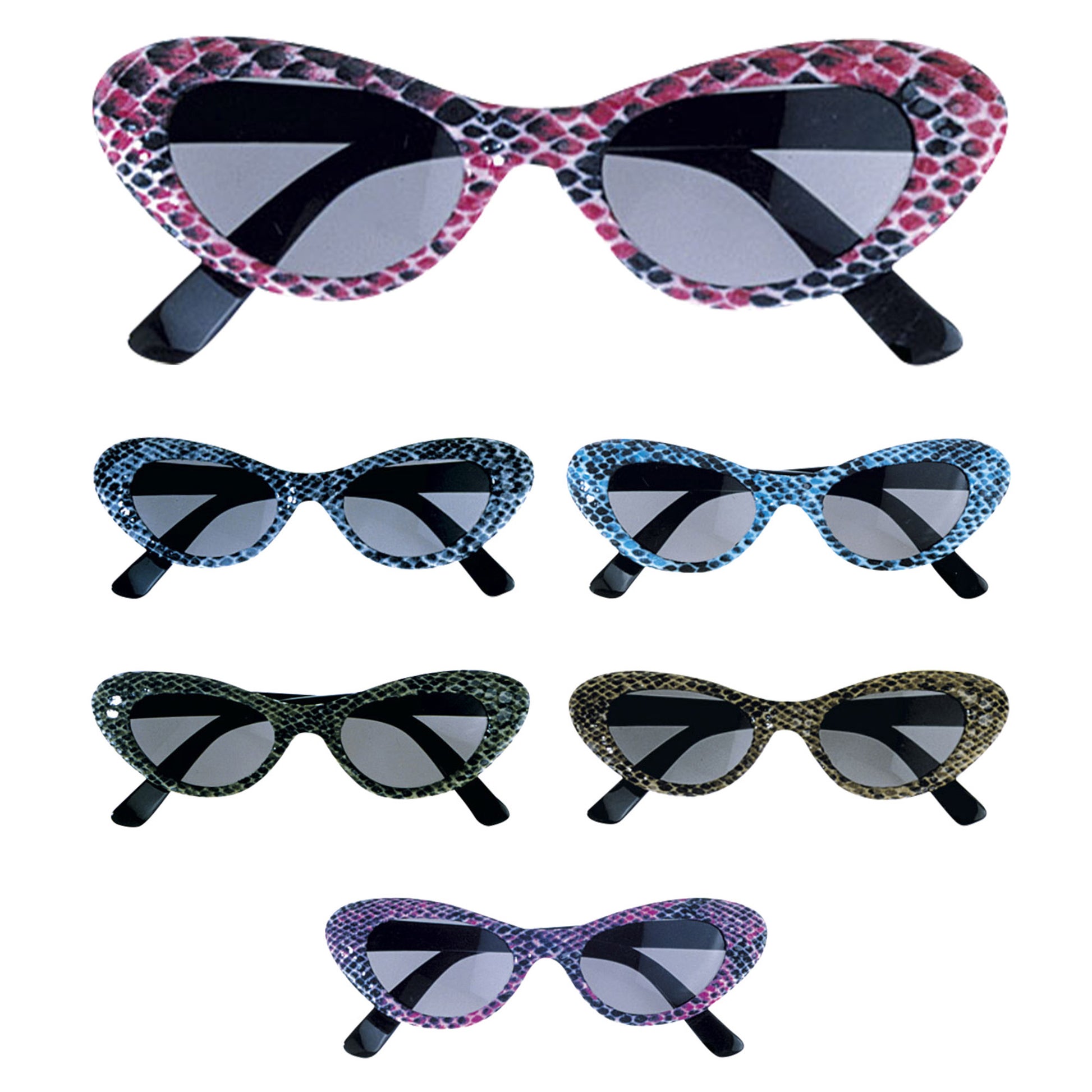 "SCHLANGENBRILLE" mit Katzenaugen-Gläser - in 6 Farben sort – Vorderansicht