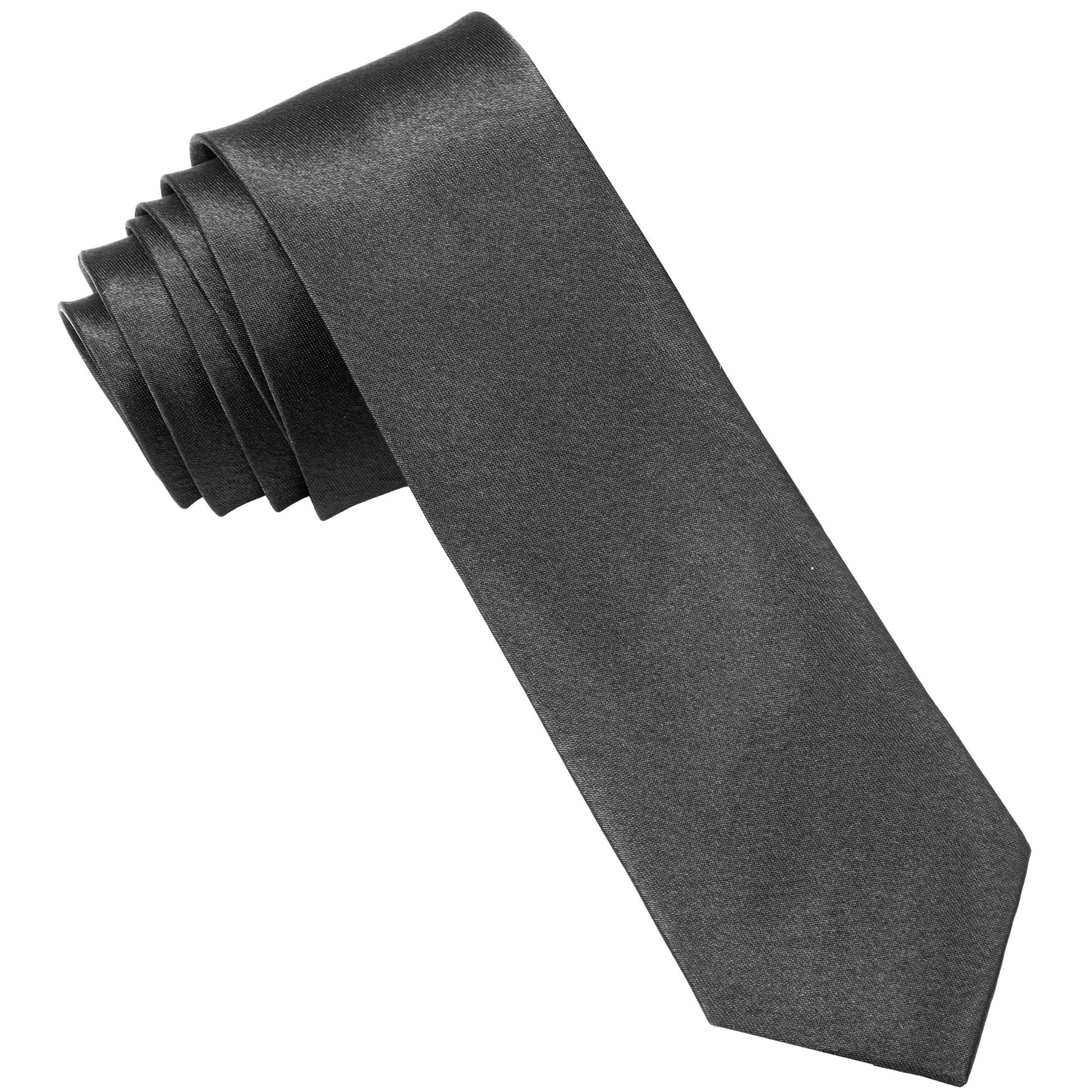 "SCHMALE SCHWARZE KRAWATTE aus Satin – Vorderansicht