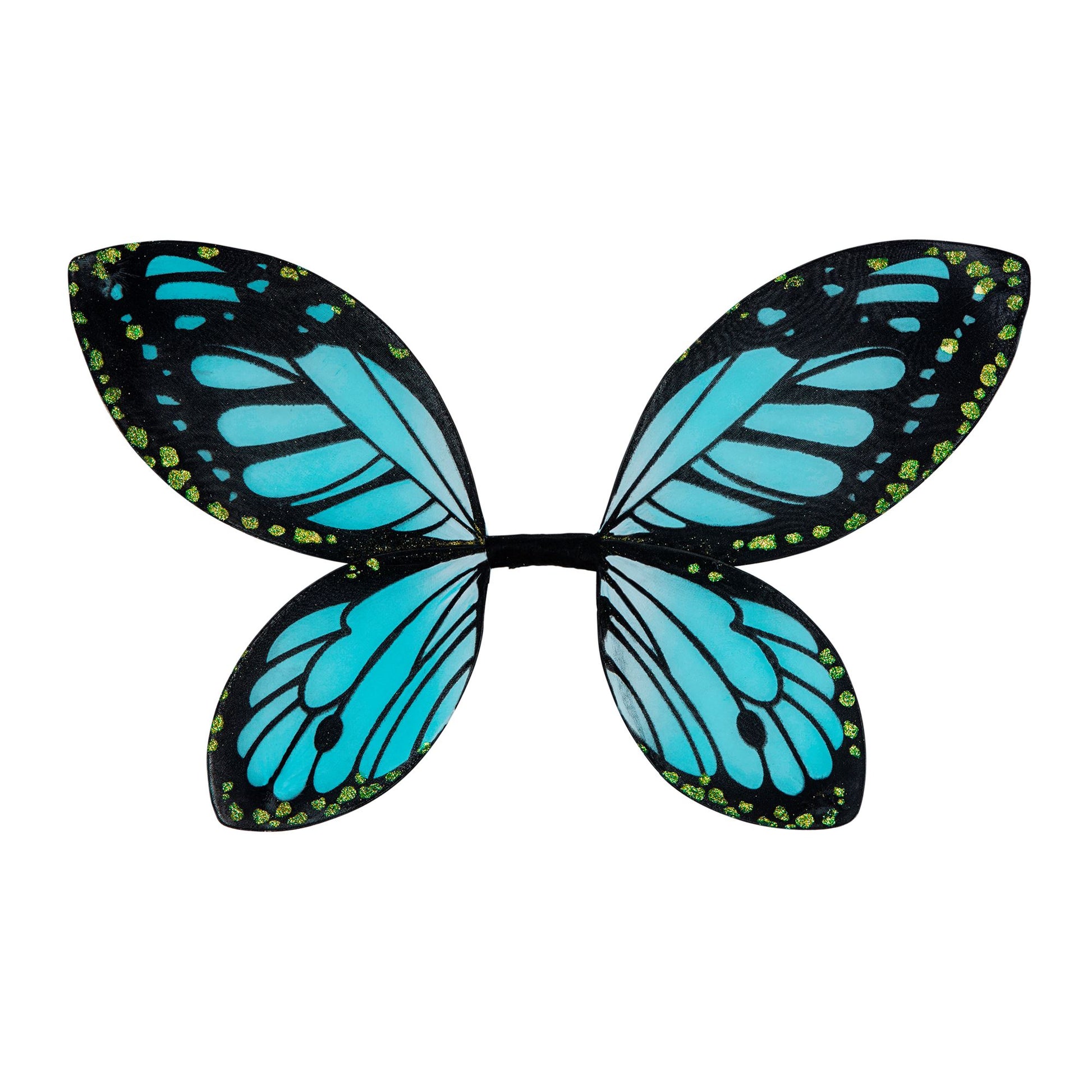 "SCHMETTERLINGSFLÜGEL IN SCHWARZ-BLAU" Kindergröße 66x38 cm – Vorderansicht