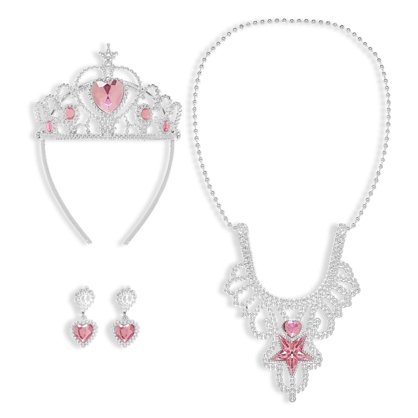 "SCHMUCKSET PRINZESSIN" (Tiara, Halskette, Ohrringe) – Vorderansicht