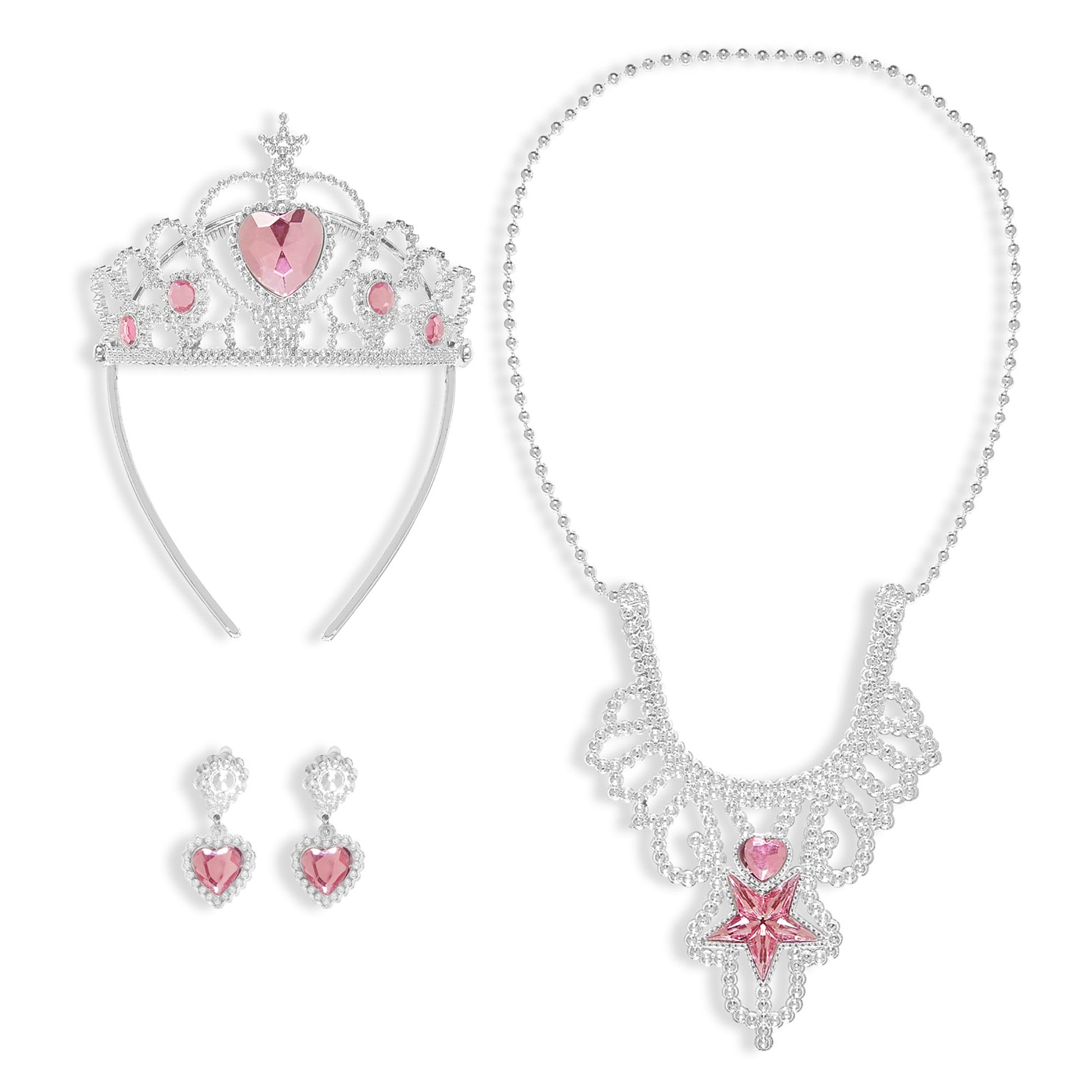 "SCHMUCKSET PRINZESSIN" (Tiara, Halskette, Ohrringe) – Vorderansicht