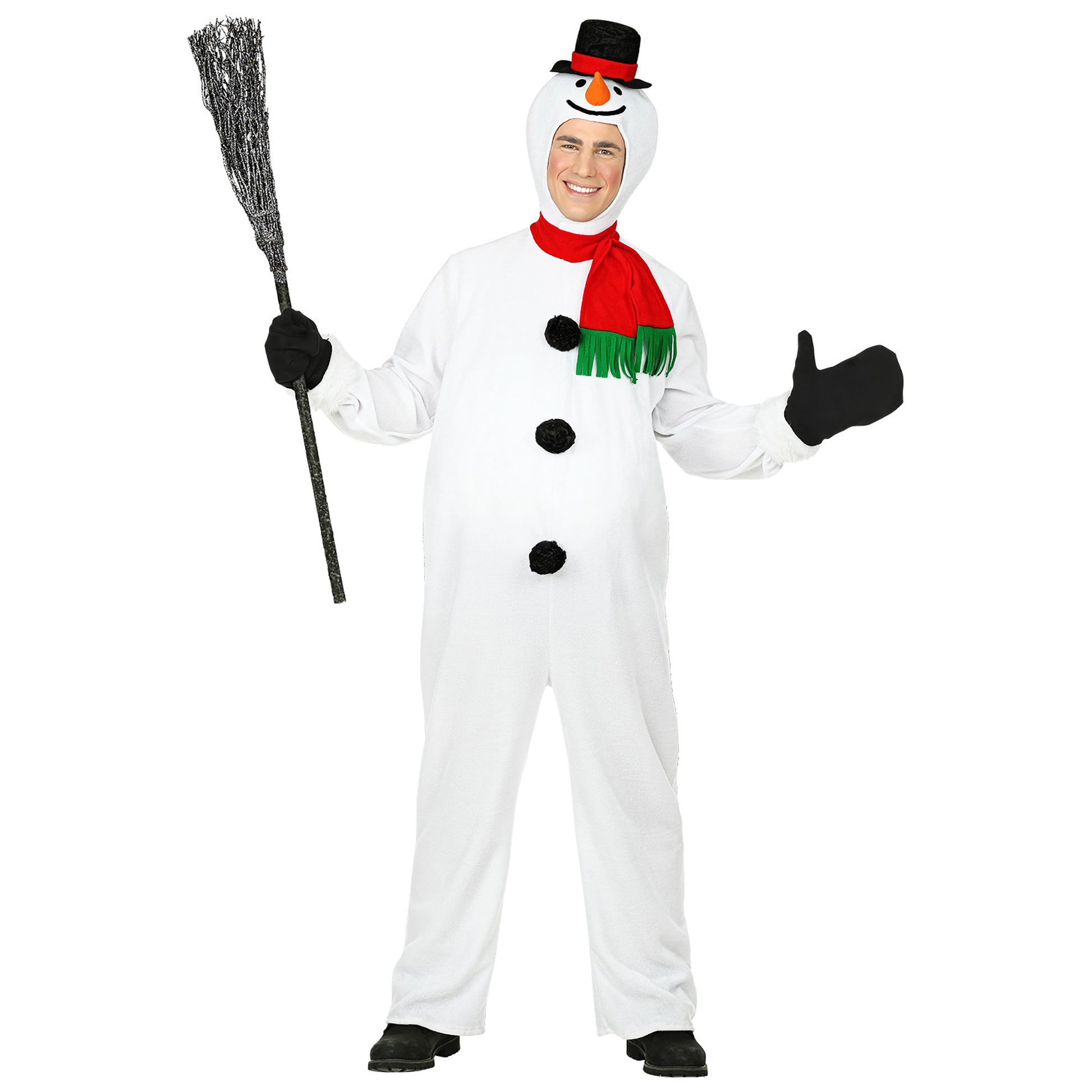 "SCHNEEMANN" (Overall mit dickem Bauch, Kopfbedeckung mit Maske, Handschuhe, Schal) – Vorderansicht