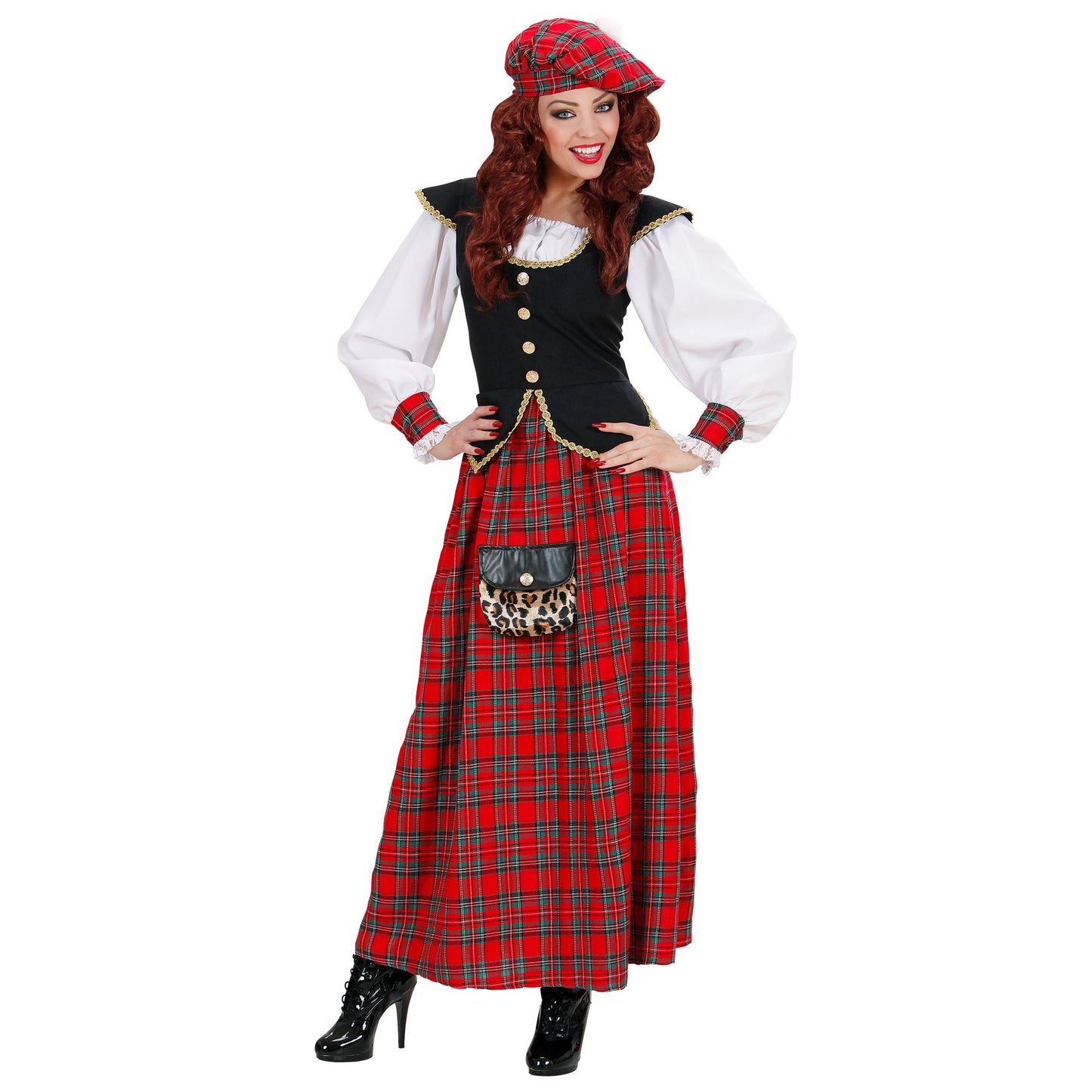 "SCHOTTISCHE FRAU" (Kleid, Hut) – Vorderansicht