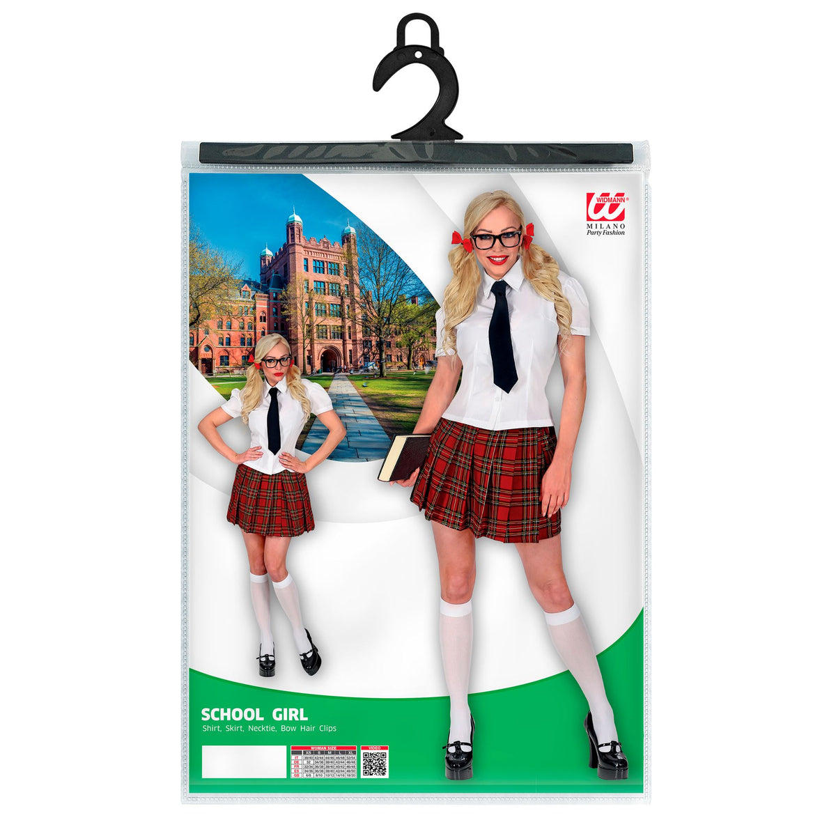 "SCHULMÄDCHEN" (Bluse, Rock, Krawatte, Haarklammern mit Schleifen) – Ansicht 5
