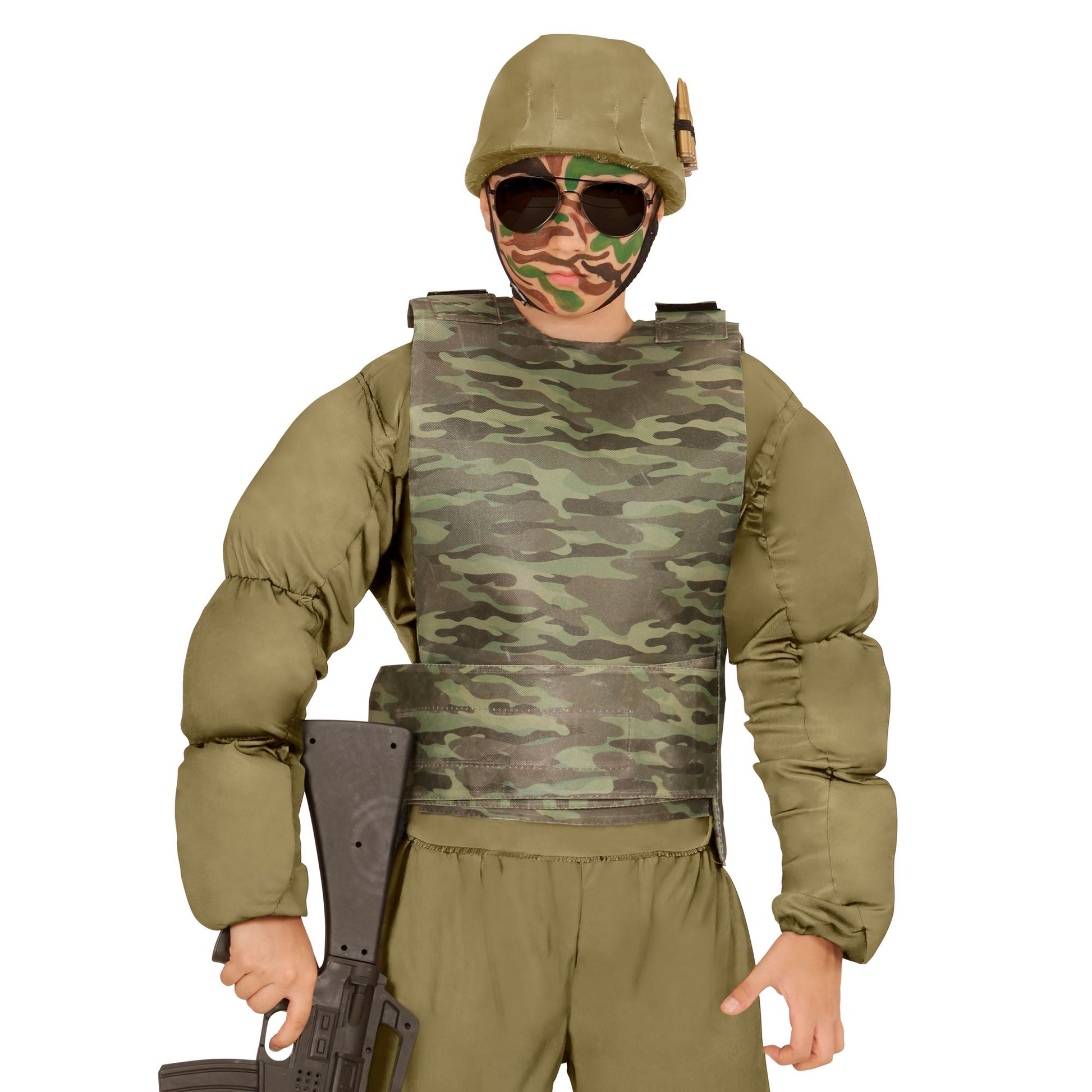 "SCHUSSSICHERE WESTE CAMOUFLAGE" Kindergröße – Vorderansicht
