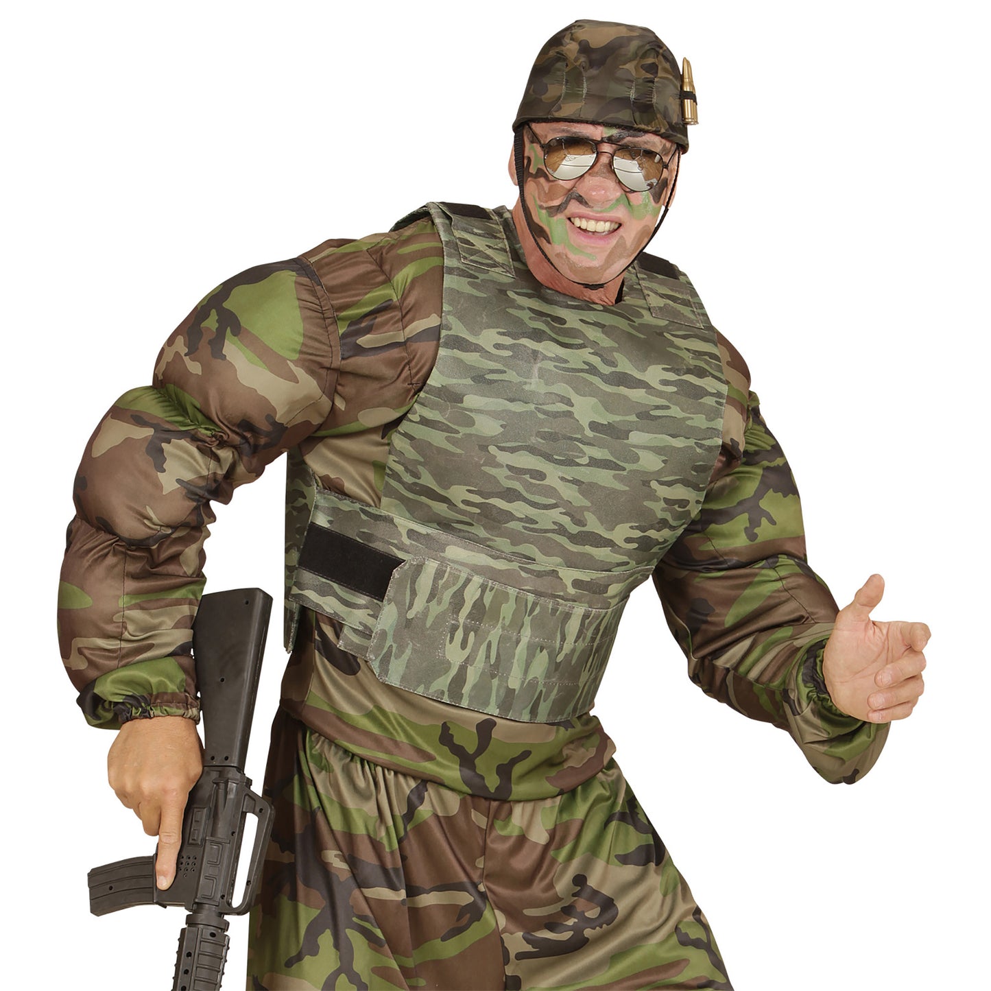 "SCHUSSSICHERE WESTE CAMOUFLAGE" – Vorderansicht