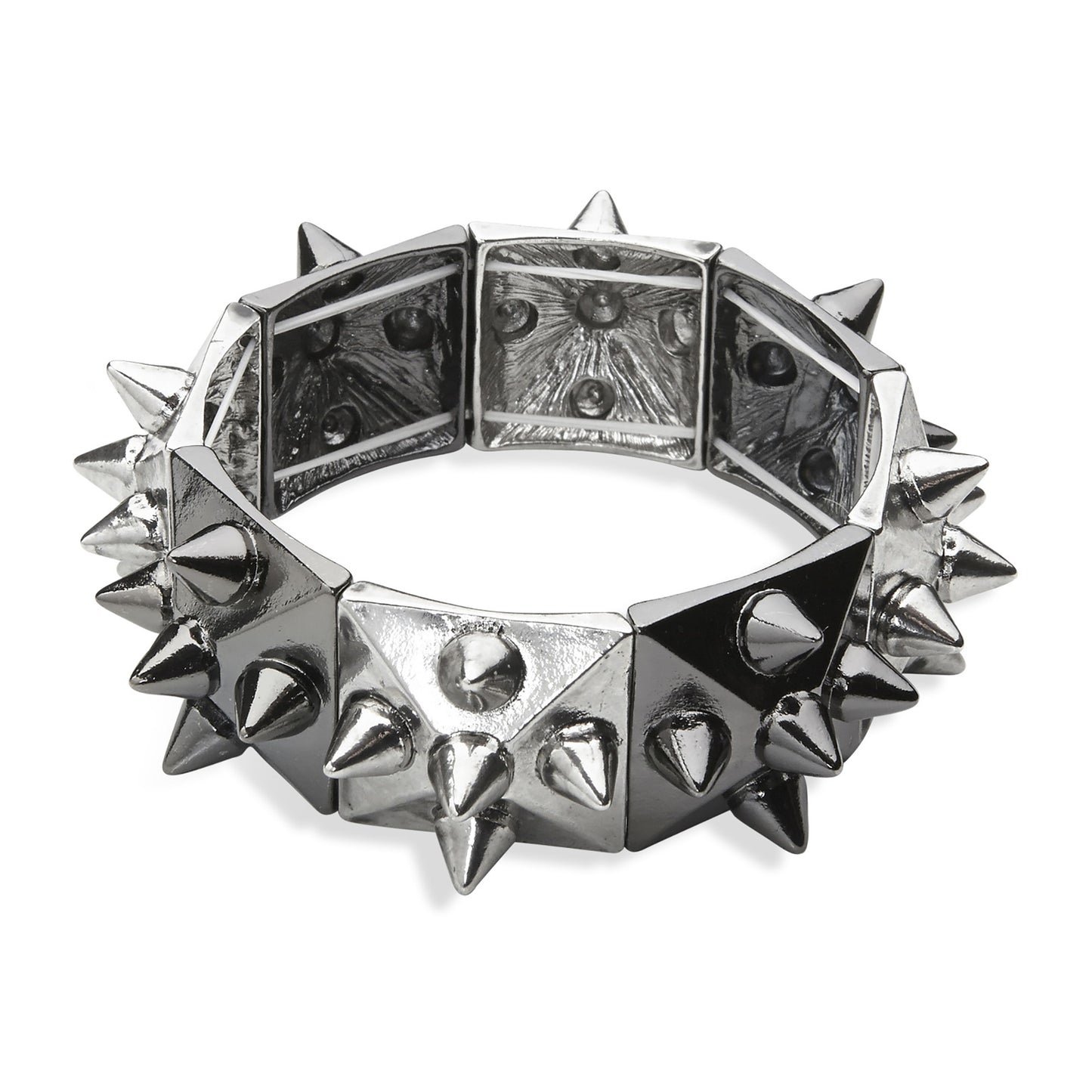 "SCHWARZ-SILBERNES SPIKE-ARMBAND" – Vorderansicht