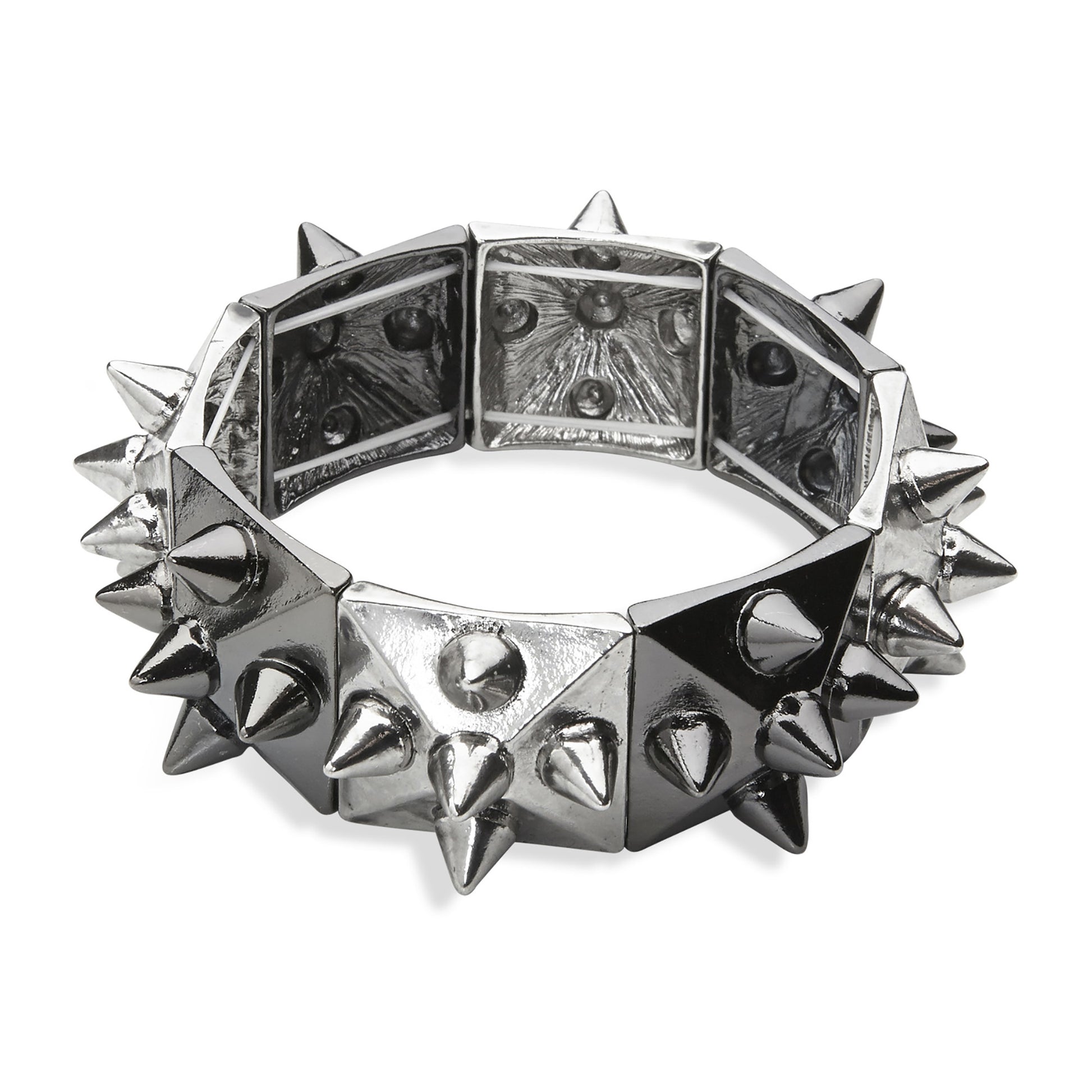"SCHWARZ-SILBERNES SPIKE-ARMBAND" – Vorderansicht