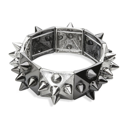 "SCHWARZ-SILBERNES SPIKE-ARMBAND" – Vorderansicht
