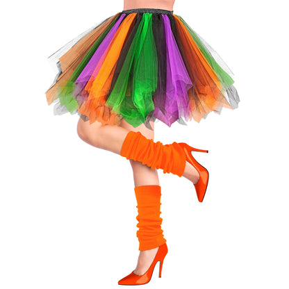 "SCHWARZ-VIOLETT-GRÜN-ORANGENES TUTU" mit Innentasche für LED-Lichter – Detailansicht