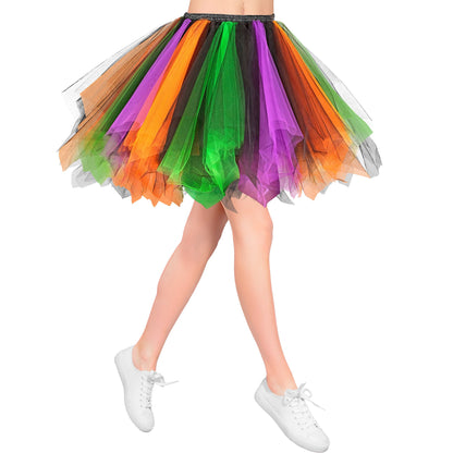 "SCHWARZ-VIOLETT-GRÜN-ORANGENES TUTU" mit Innentasche für LED-Lichter – Ansicht 3