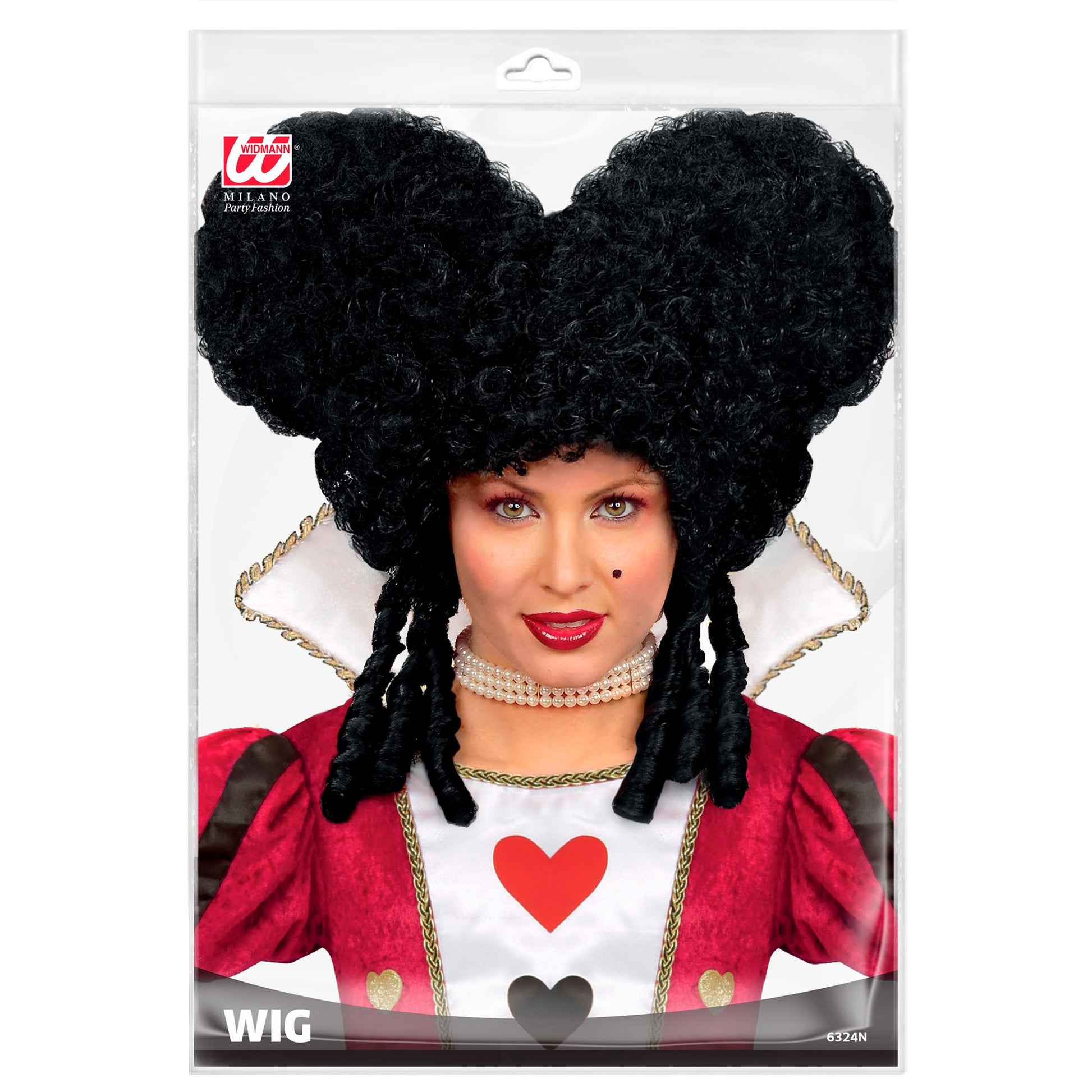 "SCHWARZE BAROCKPERÜCKE" in Polybag – Detailansicht
