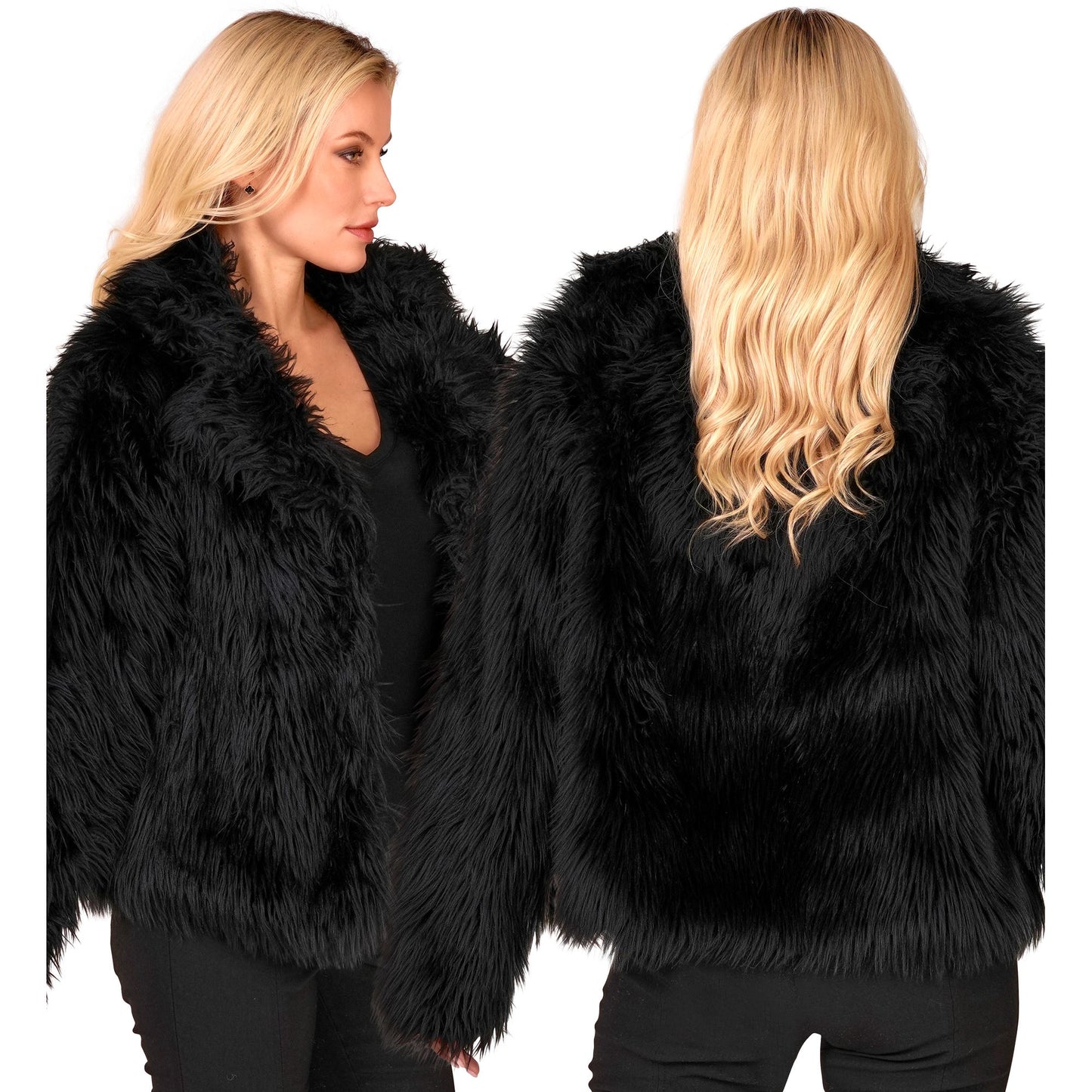 "SCHWARZE DAMEN PLÜSCHJACKE" – Detailansicht