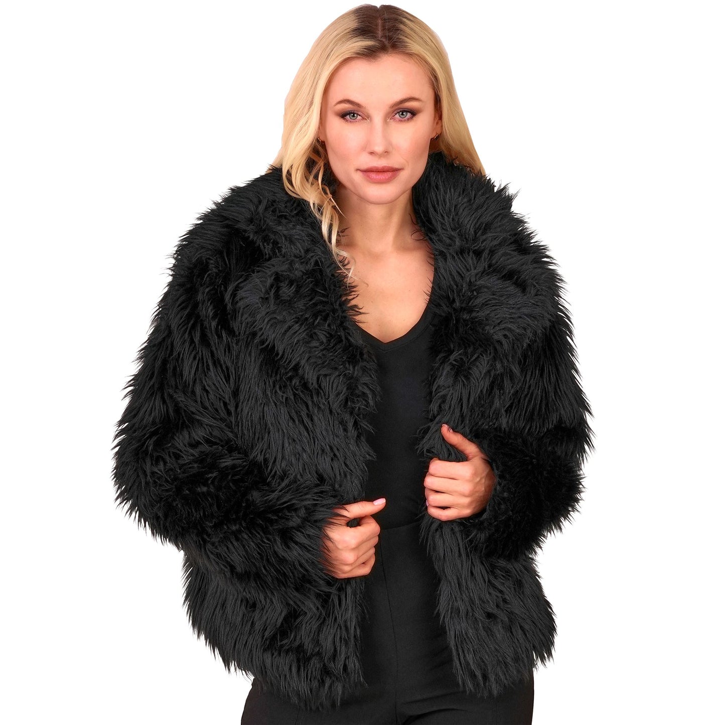 "SCHWARZE DAMEN PLÜSCHJACKE" – Ansicht 3