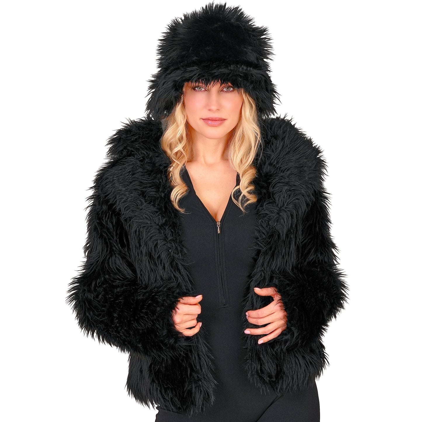 "SCHWARZE DAMEN PLÜSCHJACKE" – Ansicht 4