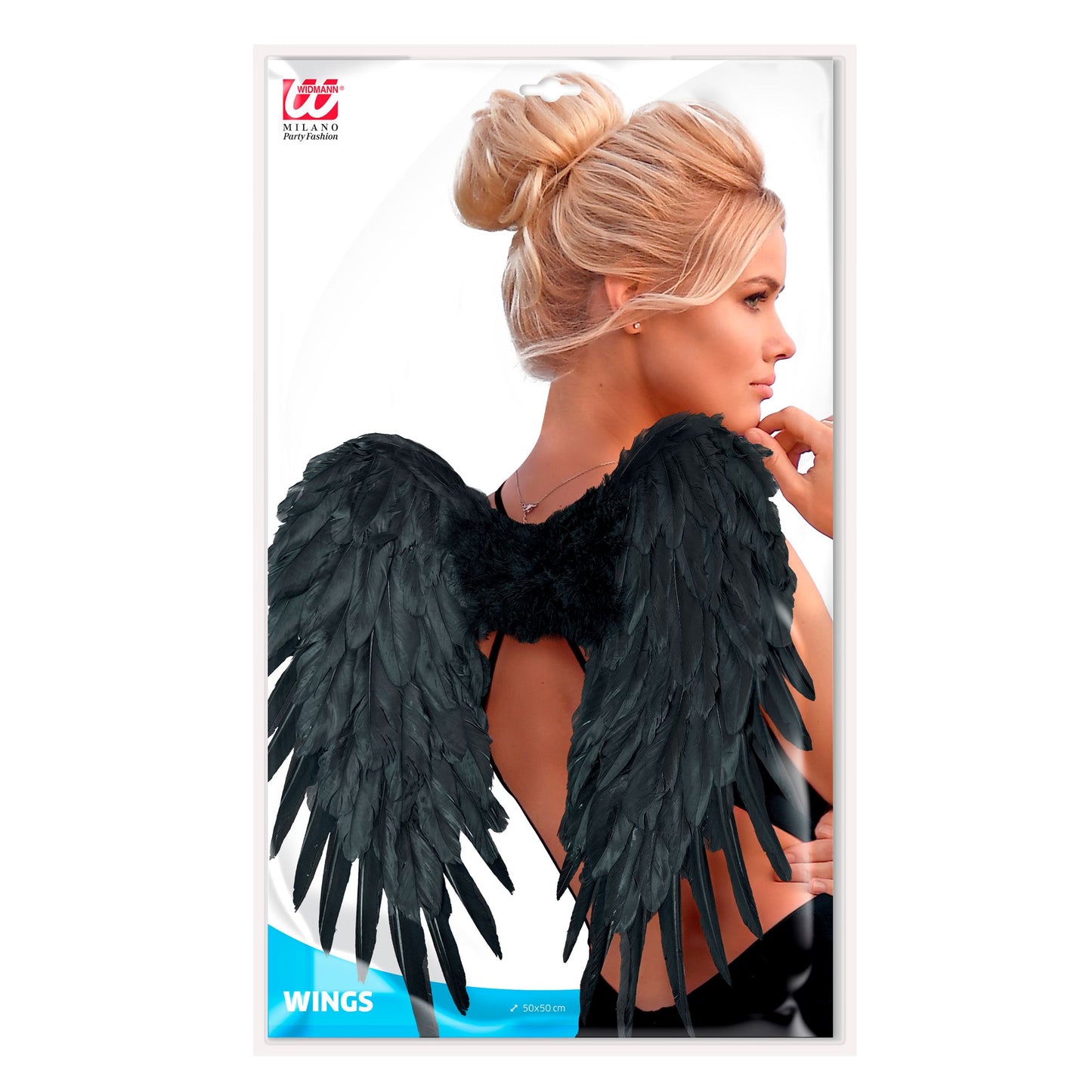 "SCHWARZE FALTBARE FEDERFLÜGEL" 50x50 cm – Detailansicht