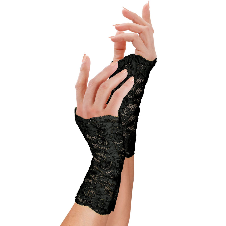"SCHWARZE HANDSCHUHE AUS SPITZE" – Vorderansicht