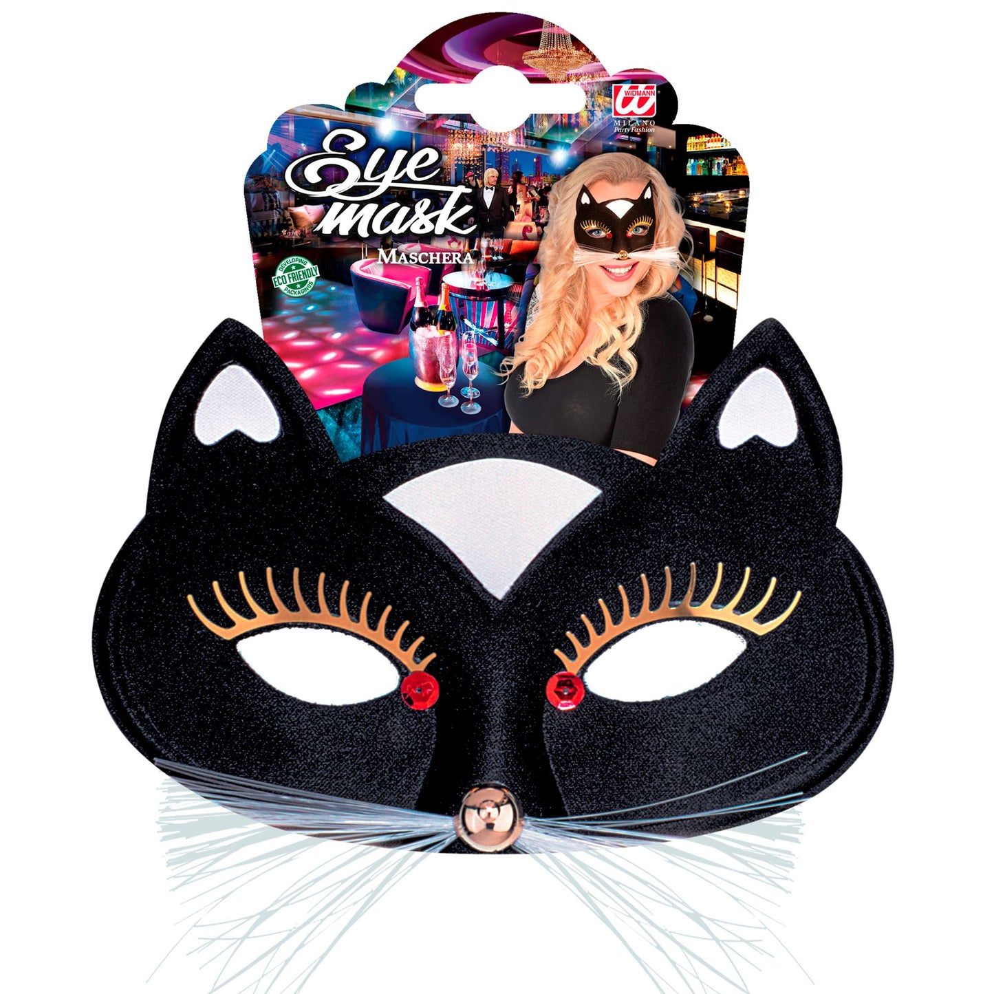 "SCHWARZE KATZE AUGENMASKE" – Detailansicht
