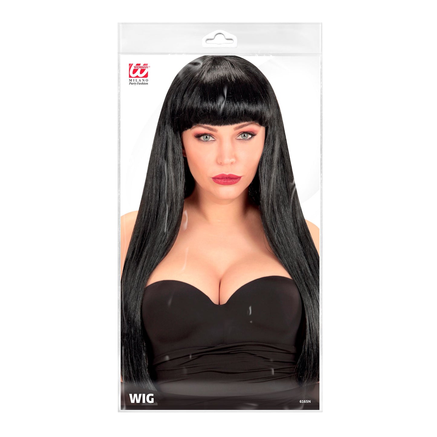 "SCHWARZE PERÜCKE FASHION" in Polybag – Detailansicht