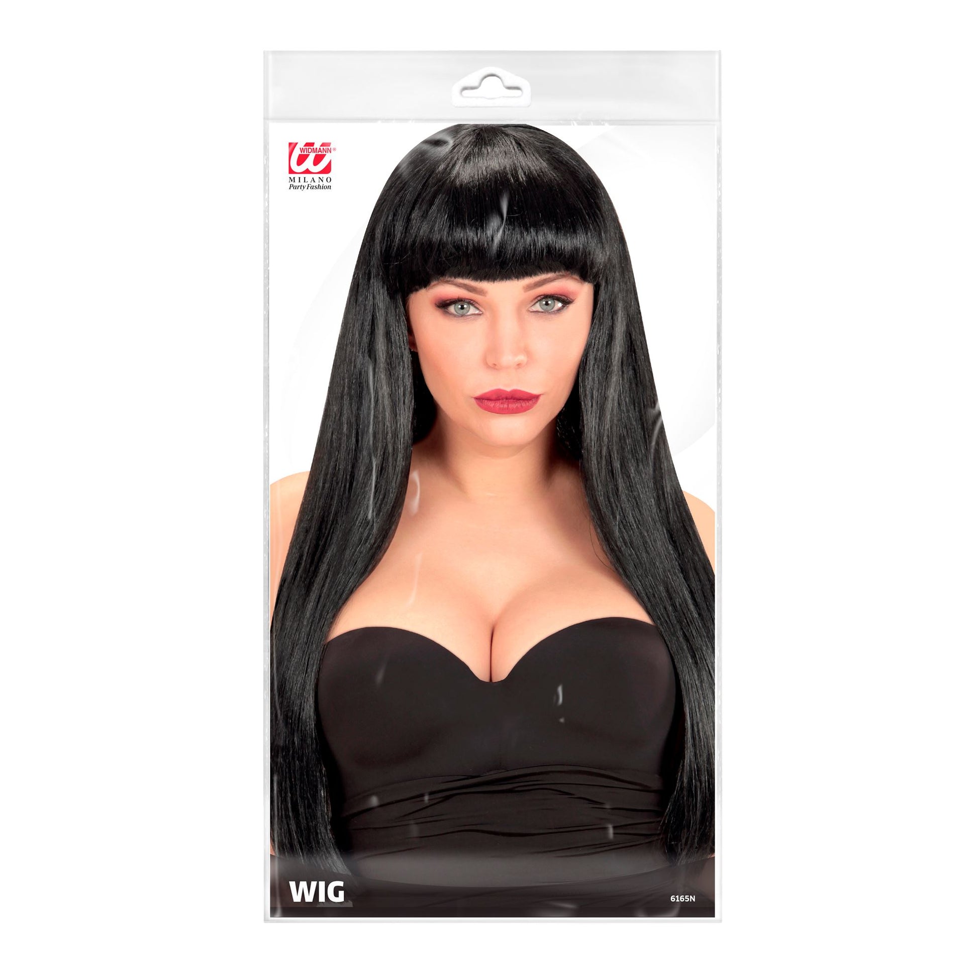 "SCHWARZE PERÜCKE FASHION" in Polybag – Detailansicht