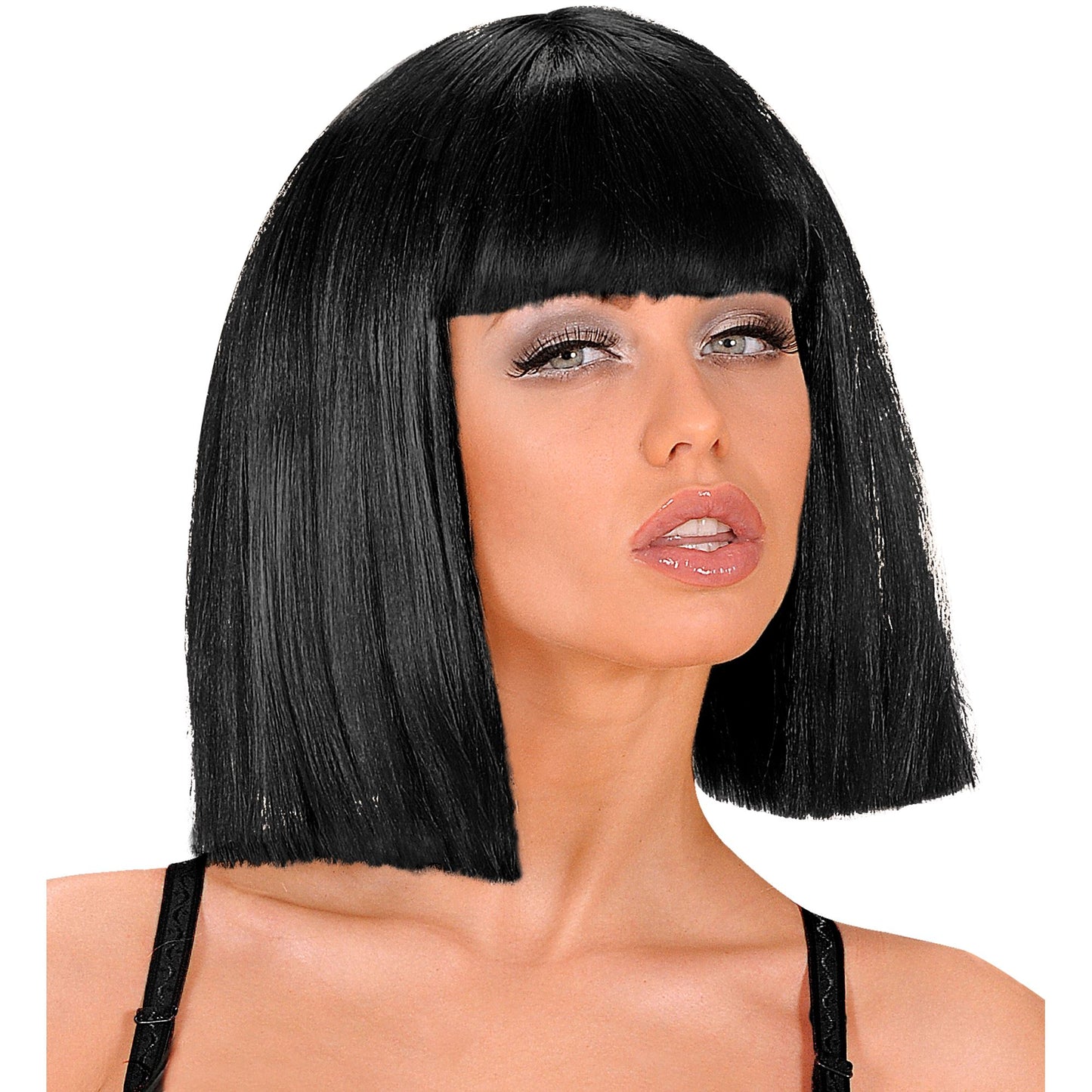 "SCHWARZE PERÜCKE SHOWGIRL" in Polybag – Vorderansicht