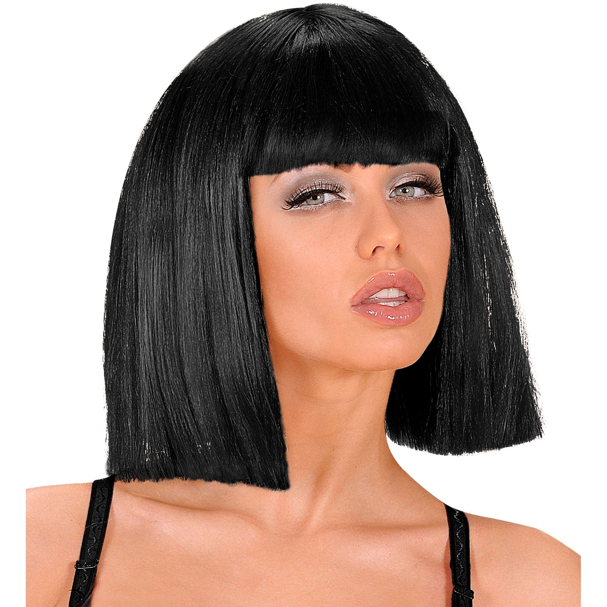 "SCHWARZE PERÜCKE SHOWGIRL" in Polybag – Vorderansicht