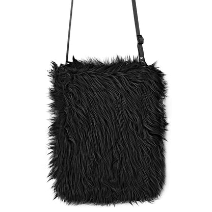 "SCHWARZE PLÜSCH HANDTASCHE" – Vorderansicht