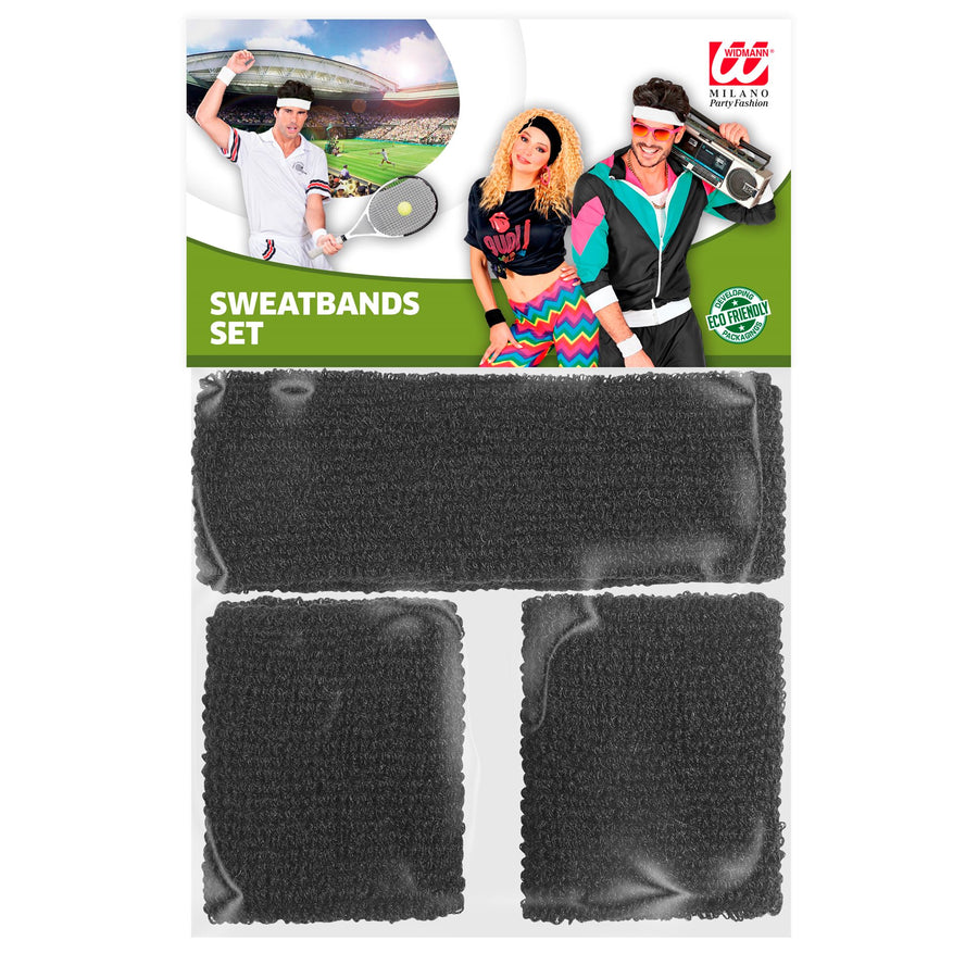 "SCHWARZE SCHWEIßBÄNDER" (Stirnband und 2 Armbänder) – Detailansicht