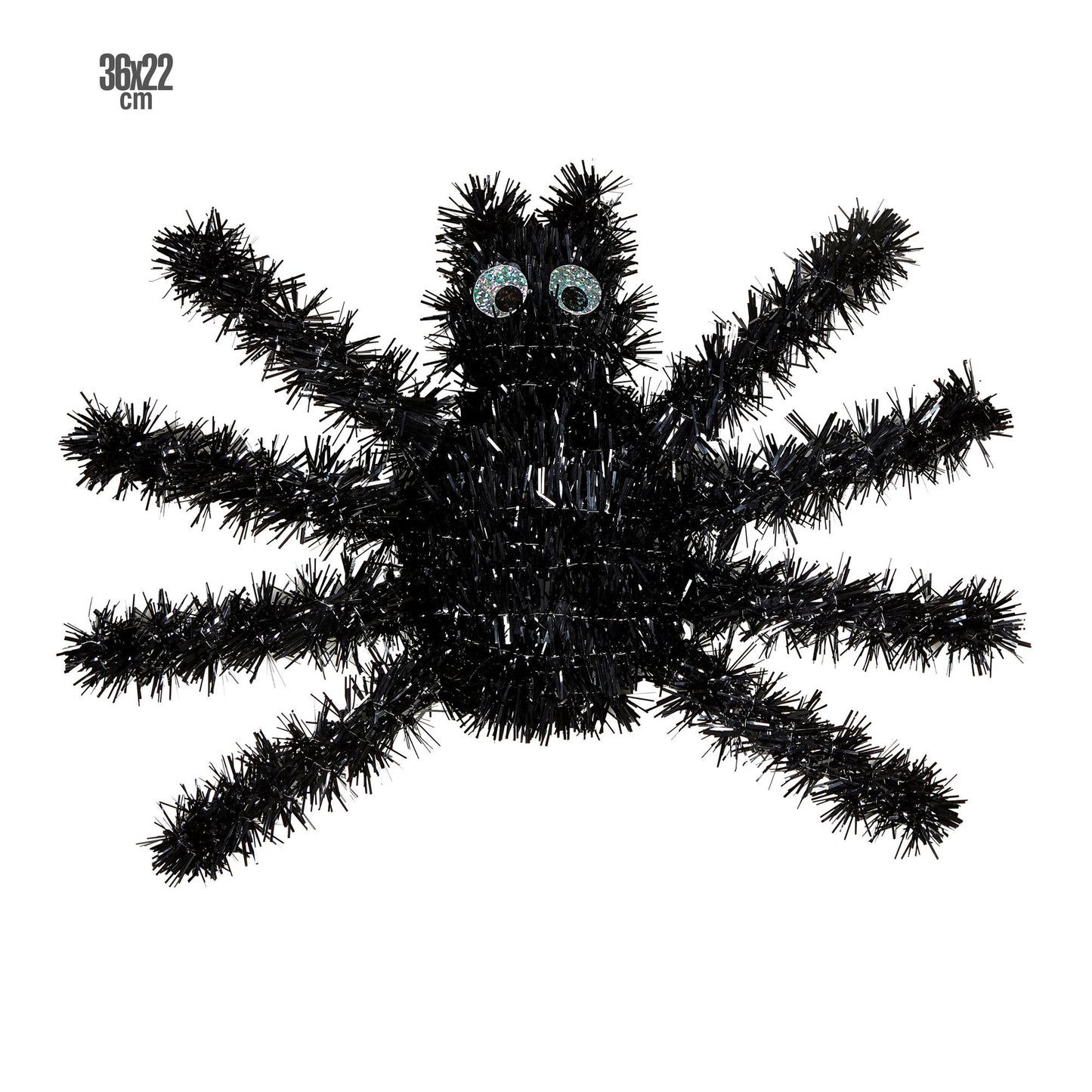 "SCHWARZE SPINNE AUS LAMETTA" 36 x 22 cm – Vorderansicht