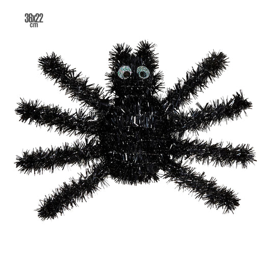 "SCHWARZE SPINNE AUS LAMETTA" 36 x 22 cm – Vorderansicht