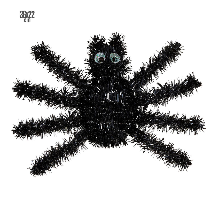 "SCHWARZE SPINNE AUS LAMETTA" 36 x 22 cm – Vorderansicht