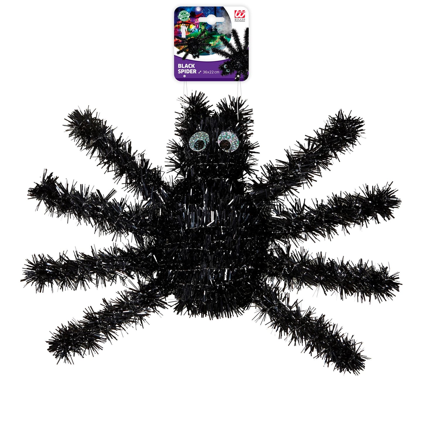 "SCHWARZE SPINNE AUS LAMETTA" 36 x 22 cm – Detailansicht