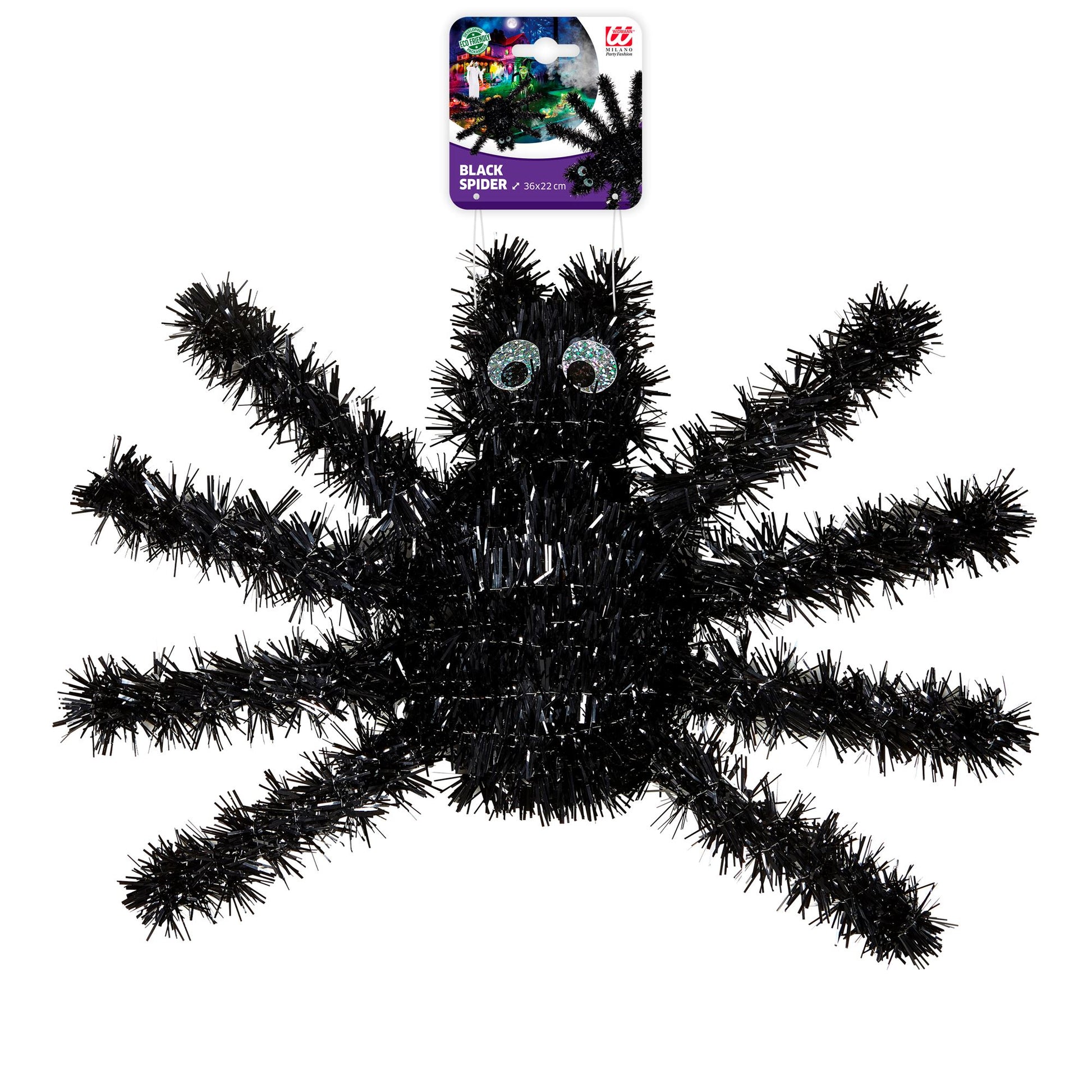 "SCHWARZE SPINNE AUS LAMETTA" 36 x 22 cm – Detailansicht