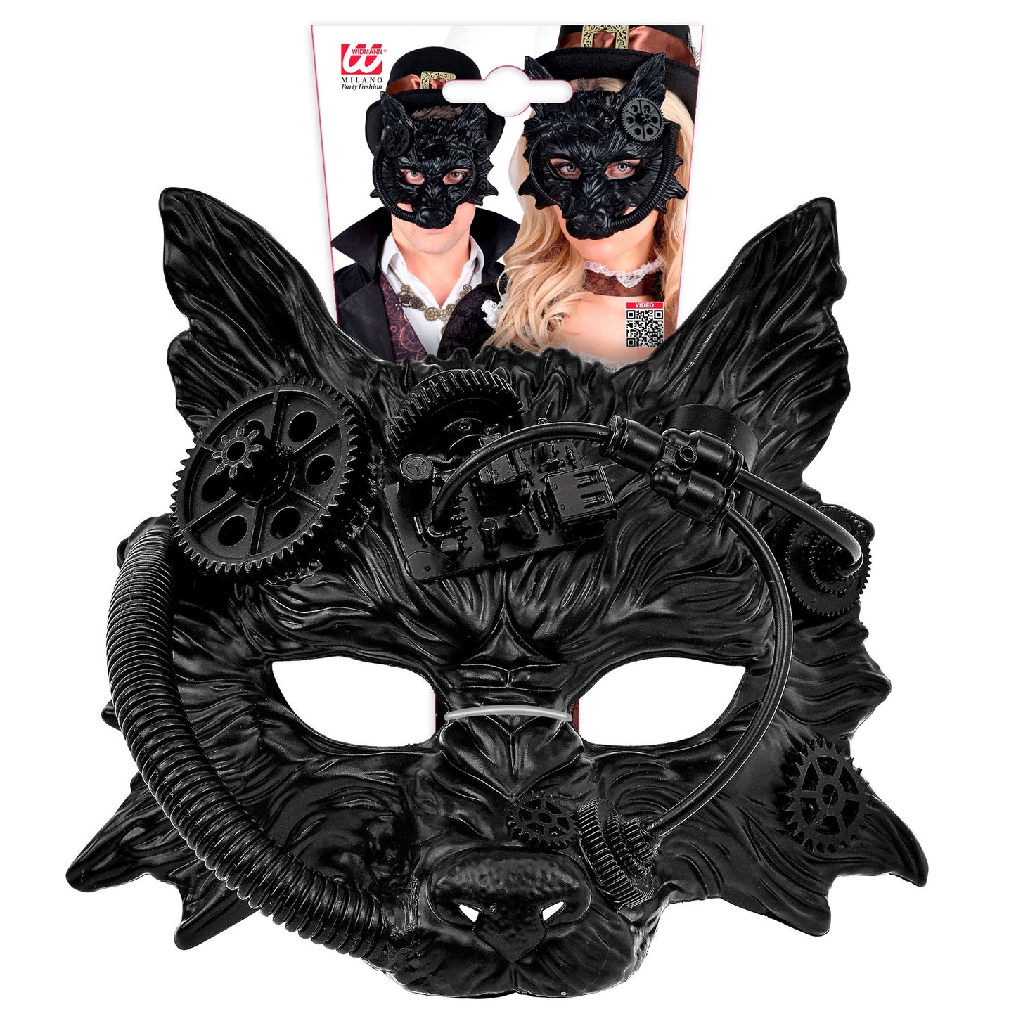 "SCHWARZE STEAMPUNK WOLFSMASKE" – Detailansicht