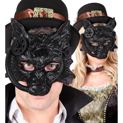 "SCHWARZE STEAMPUNK WOLFSMASKE" – Ansicht 3