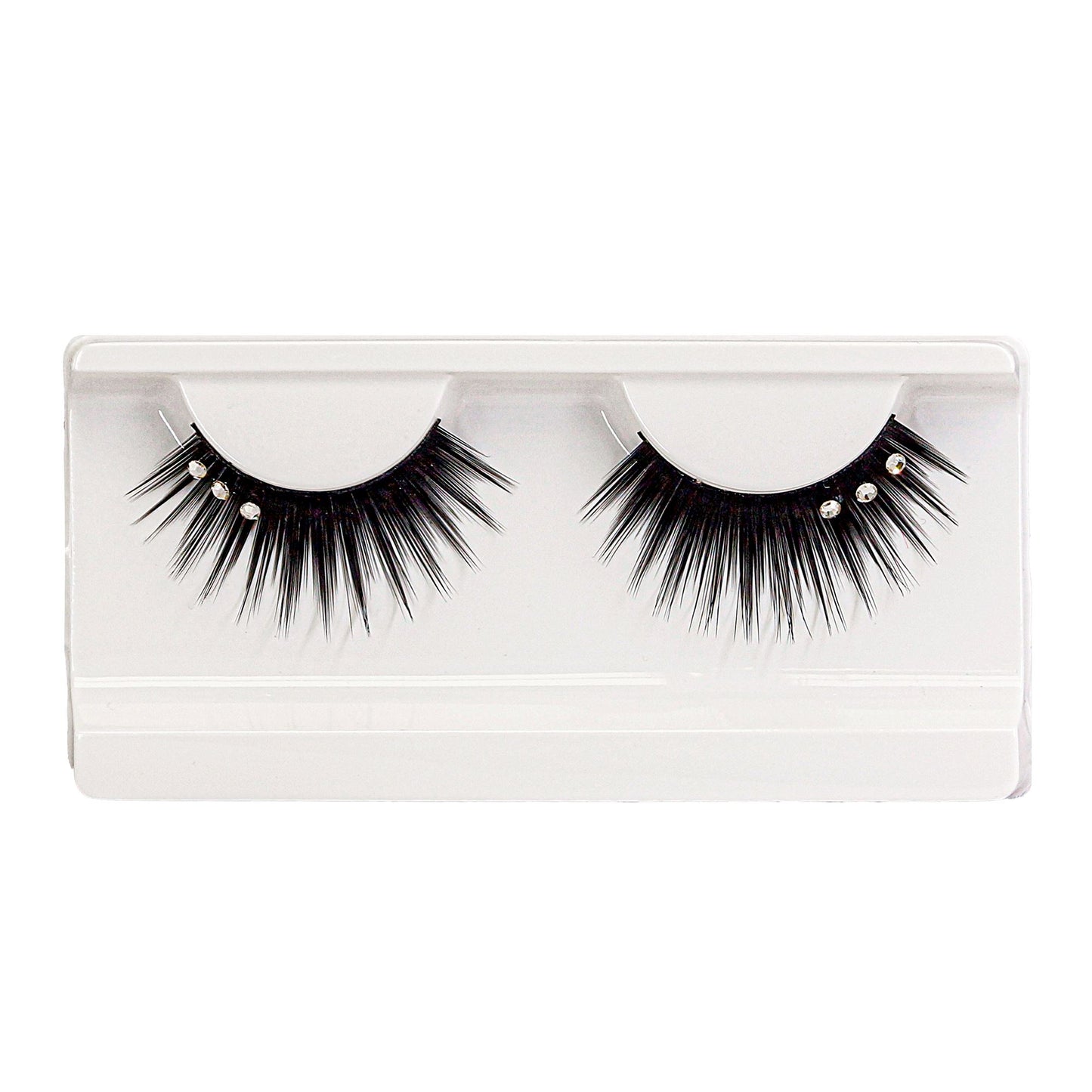 "SCHWARZE STRASS WIMPERN" mit Klebstoff in Glasflasche - (Kristallstrass) – Detailansicht